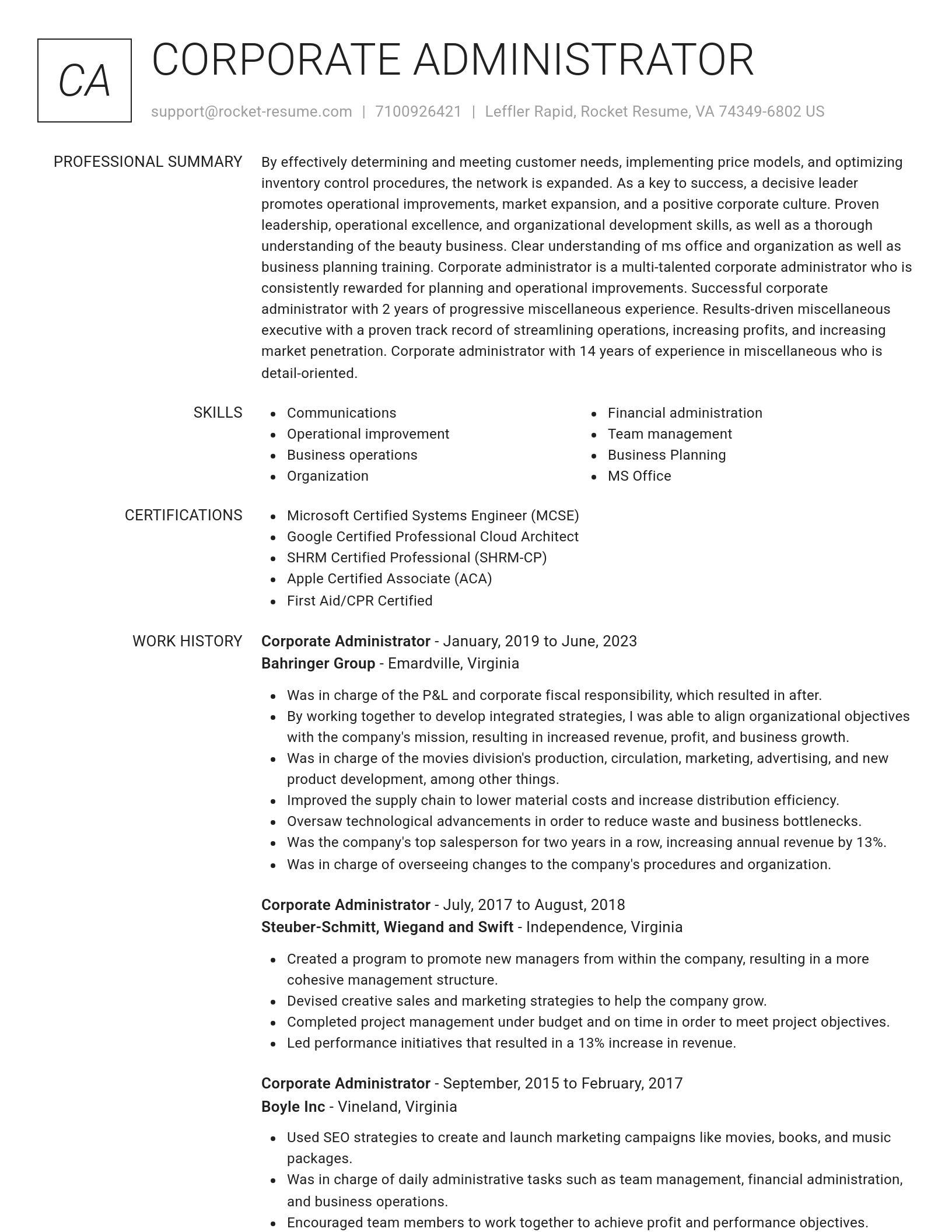 Renowned resume template