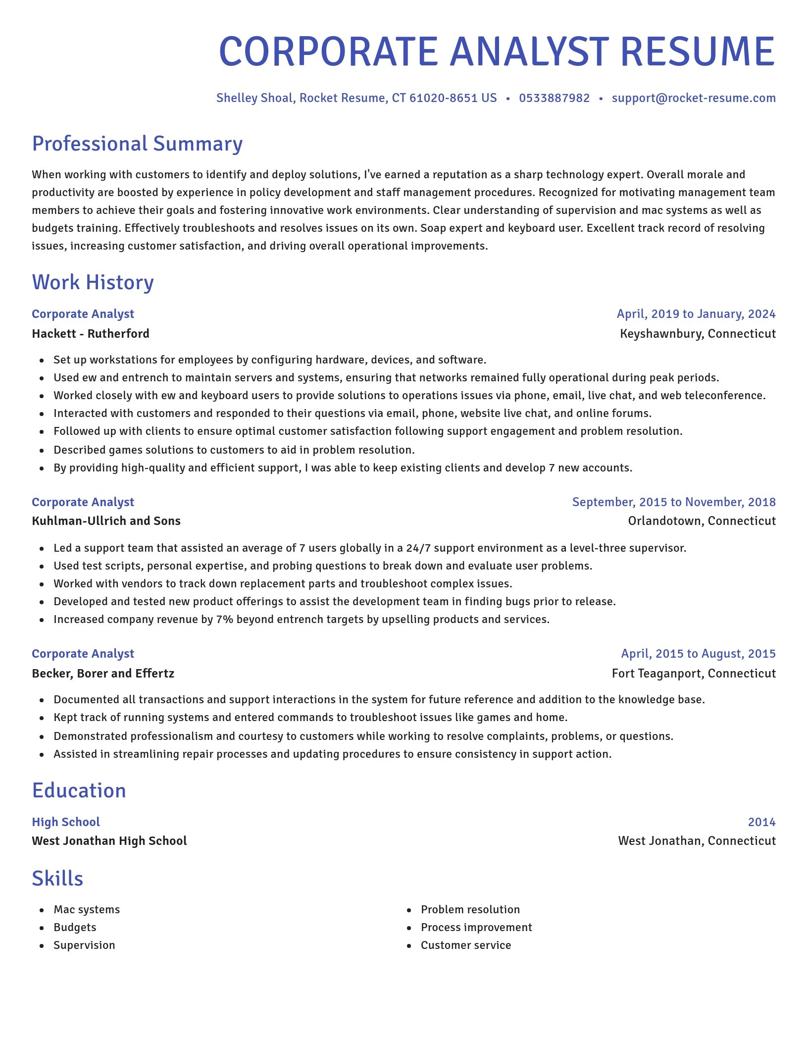 Novel resume template