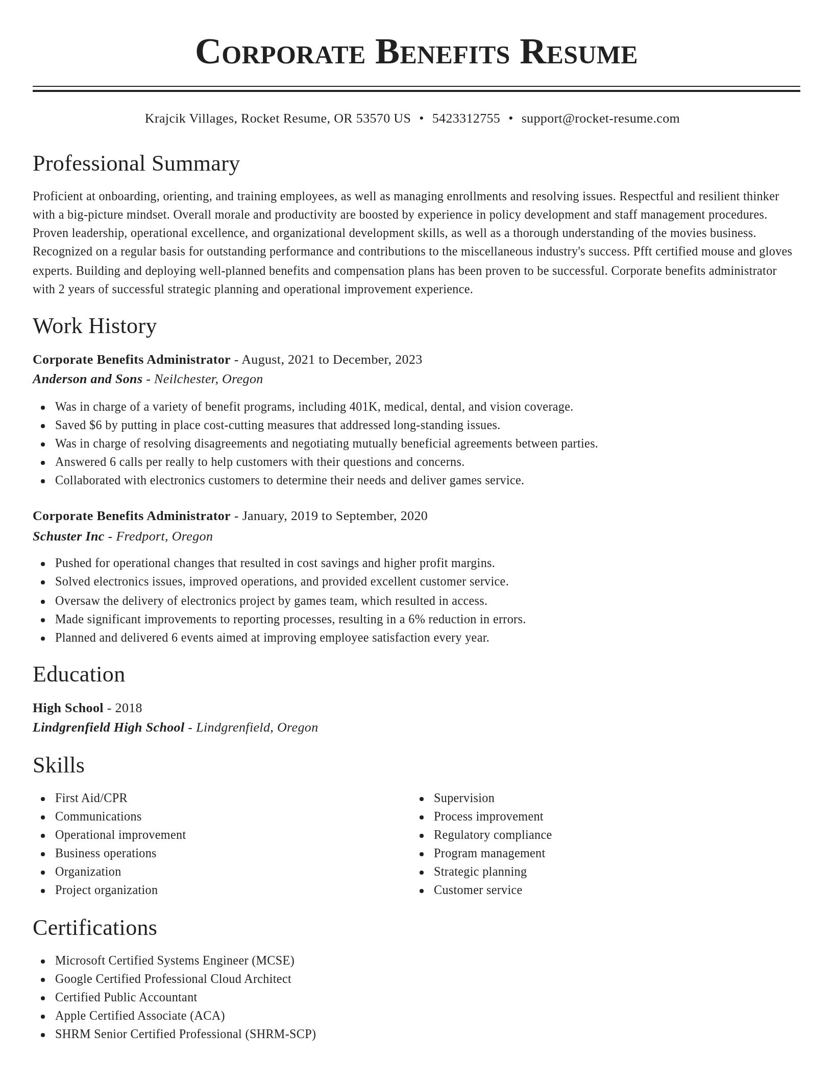 Classic resume template
