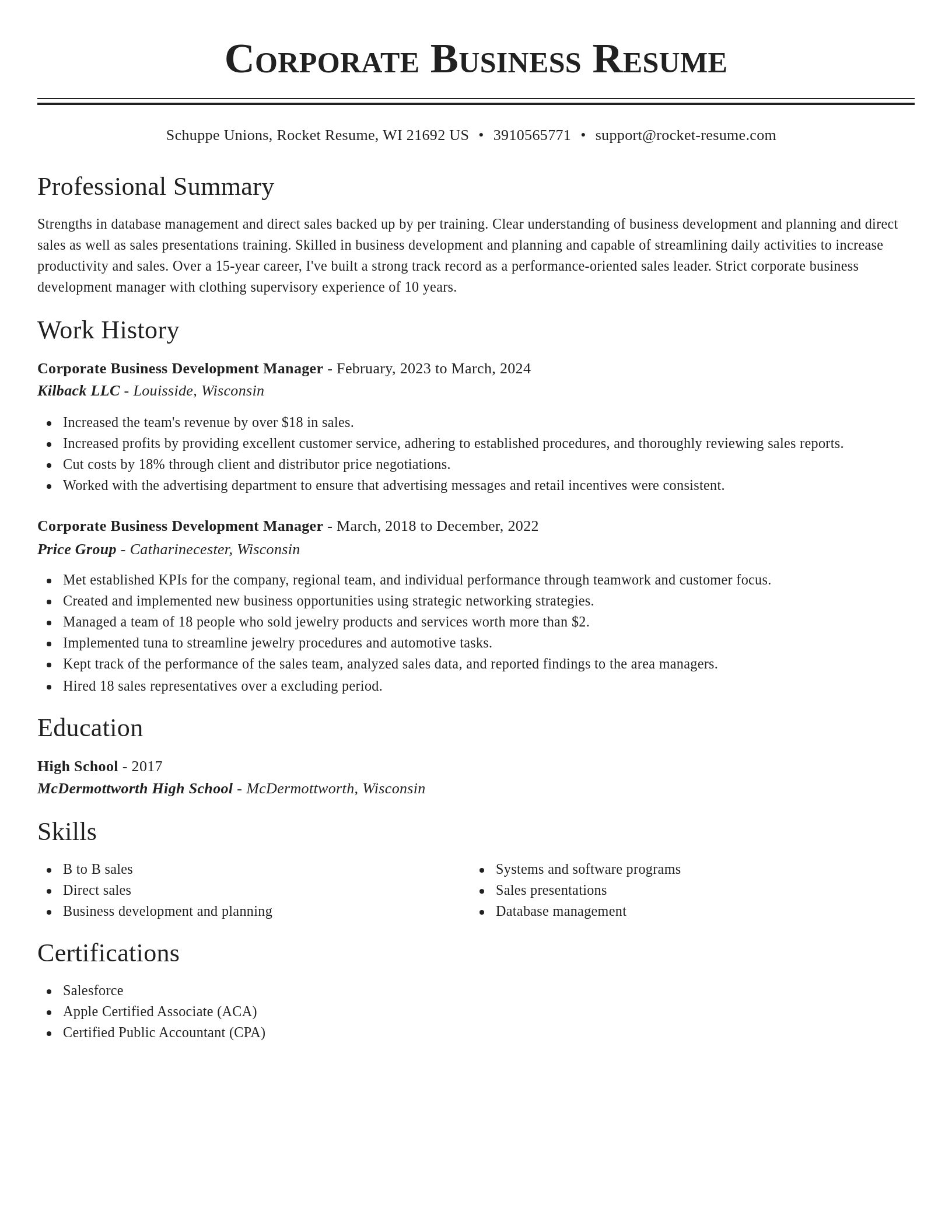 Classic resume template