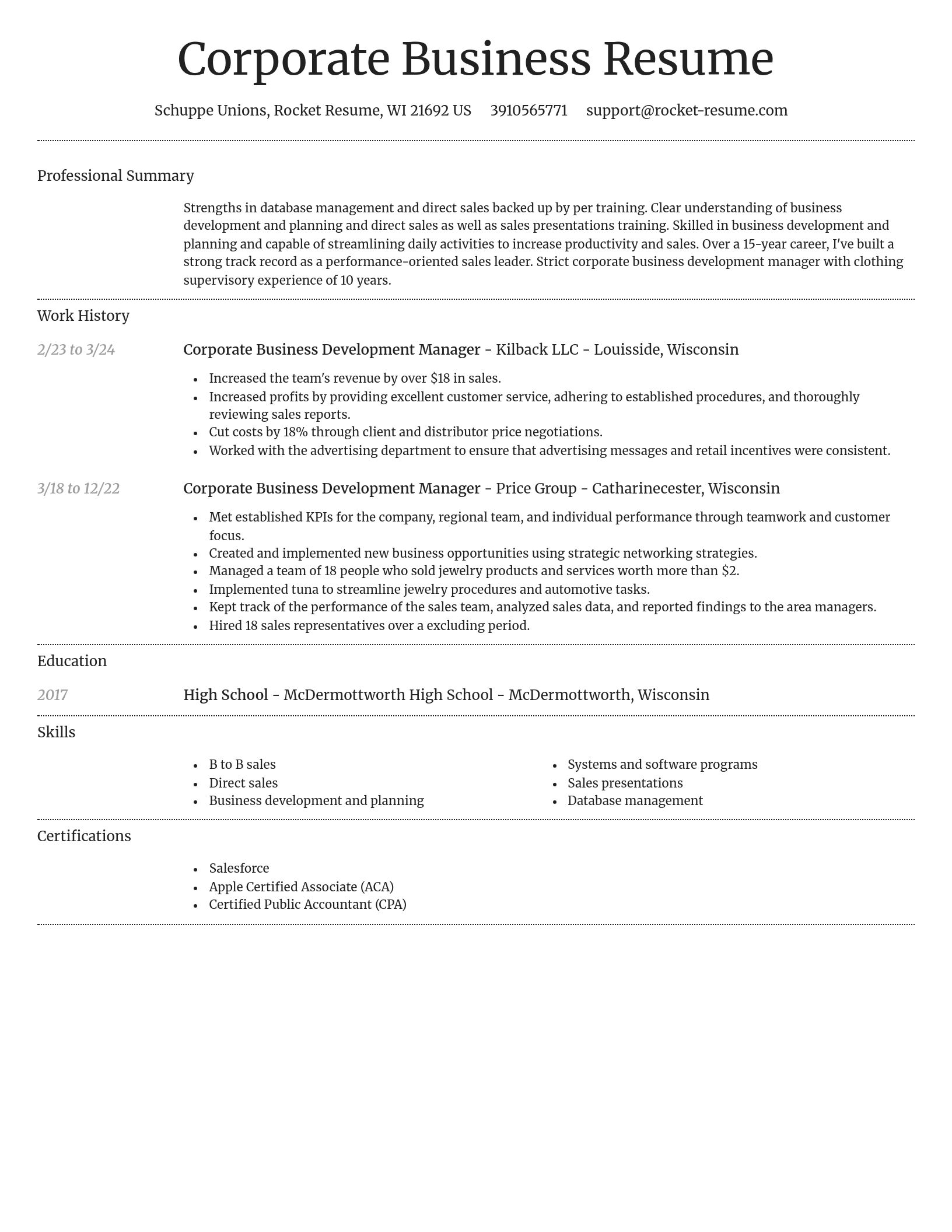 Dignified resume template