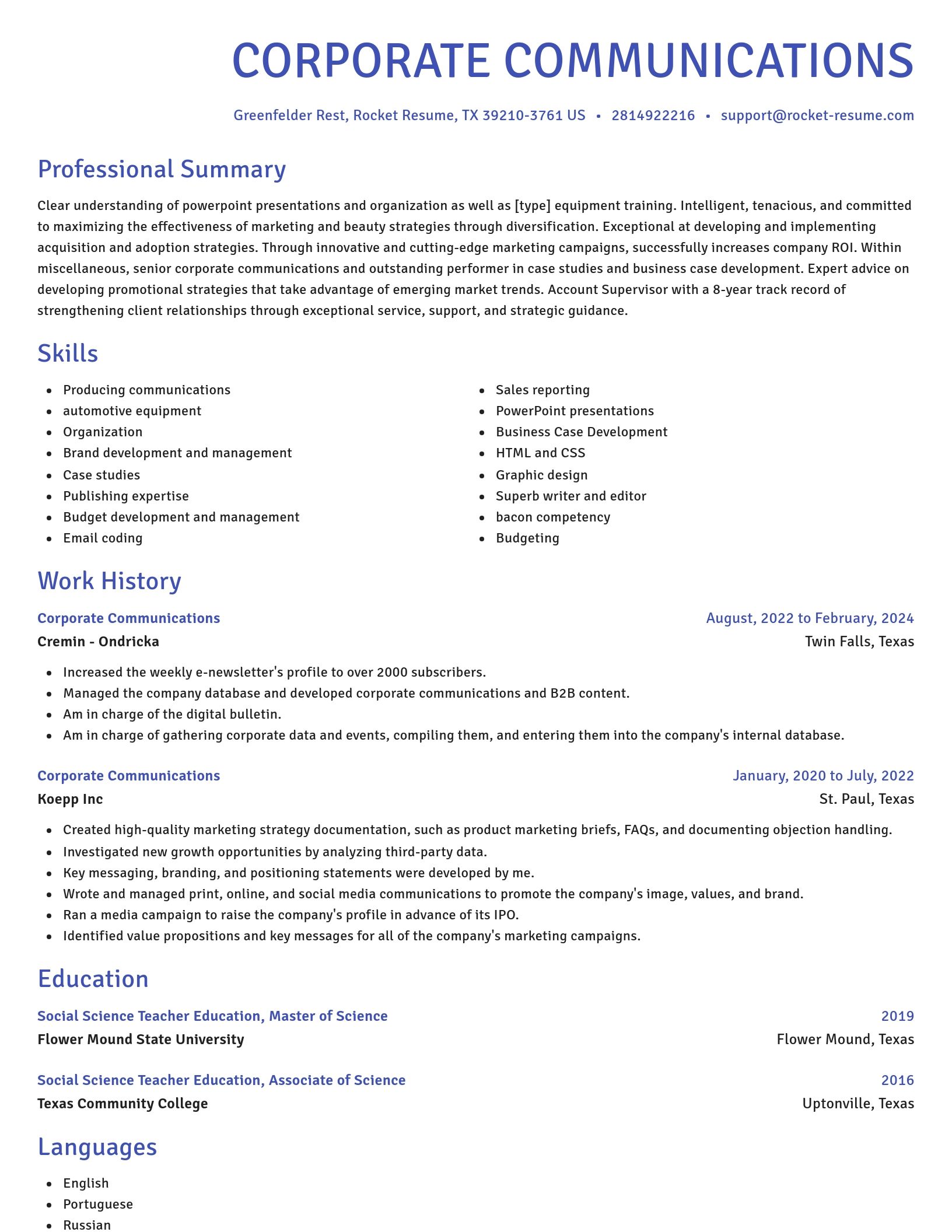 Novel resume template
