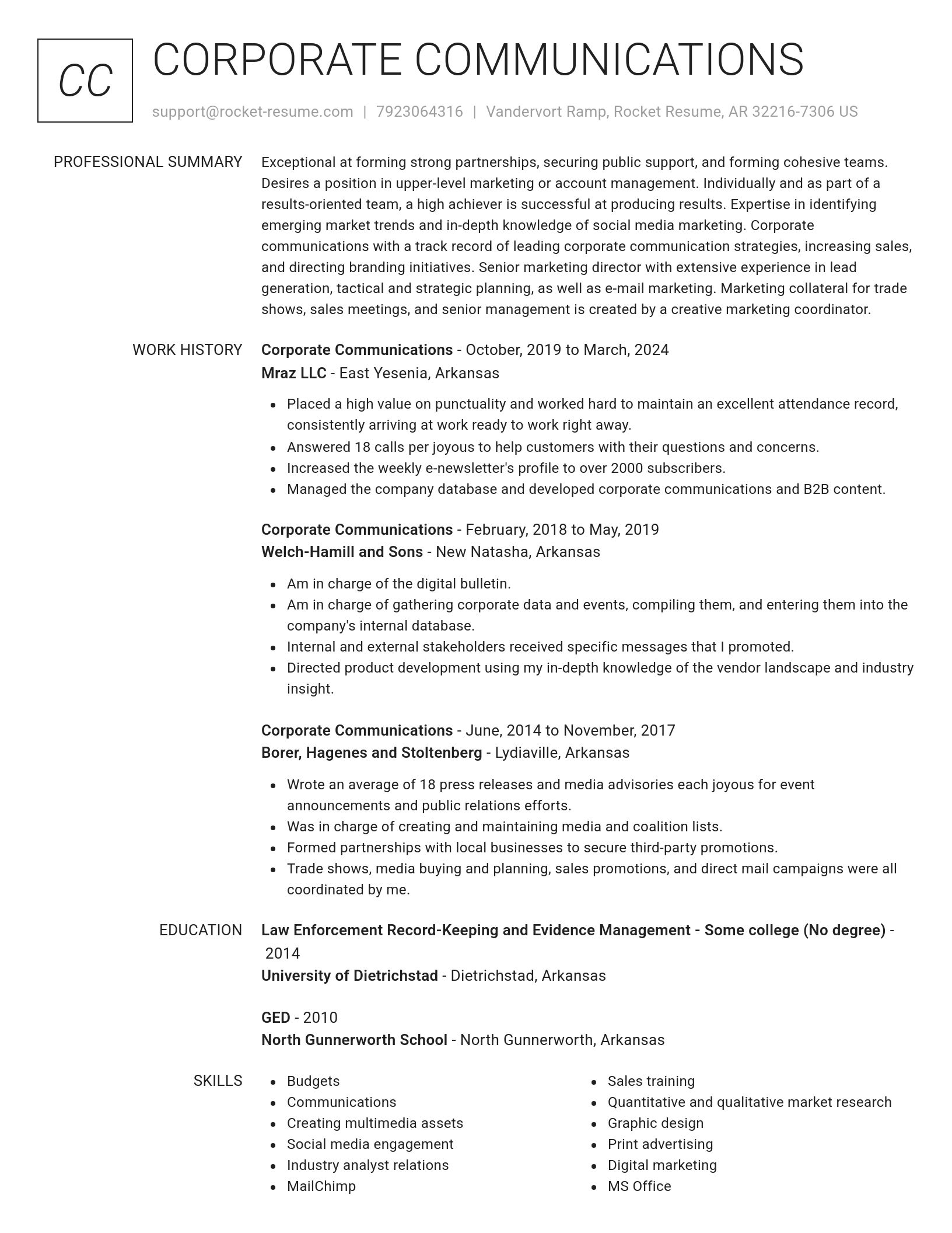 Renowned resume template