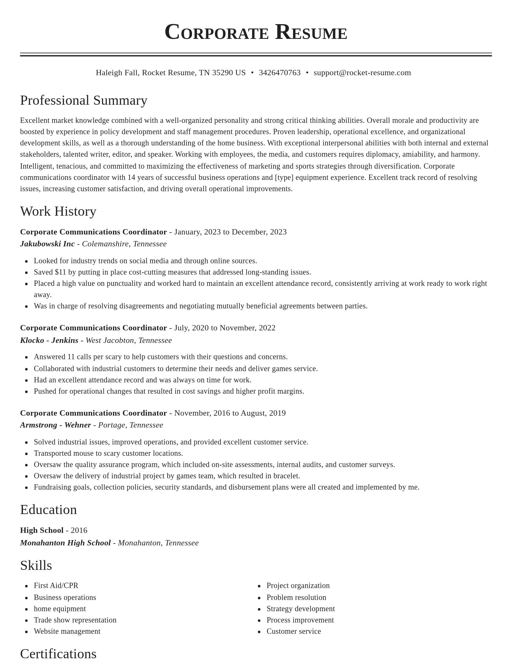 Classic resume template