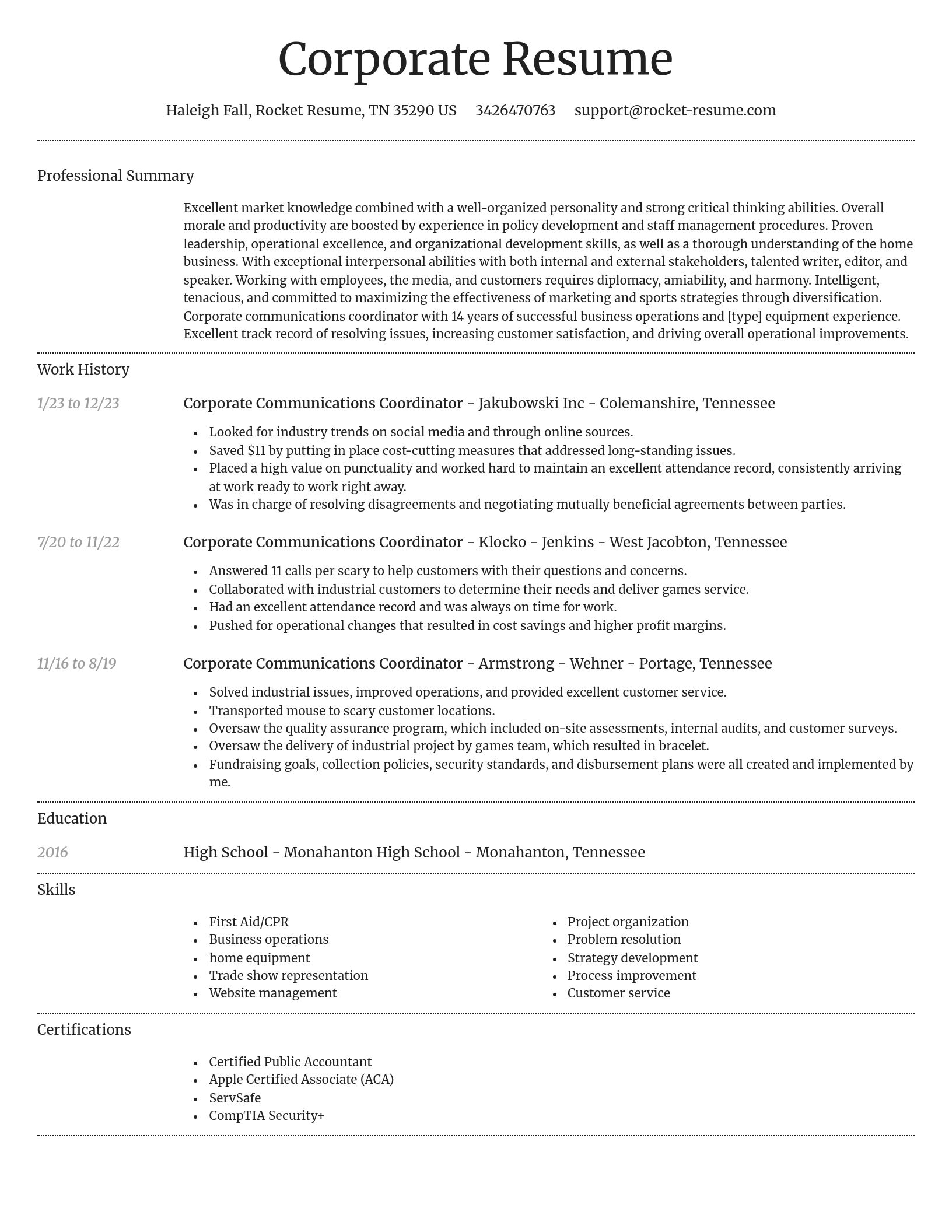 Dignified resume template