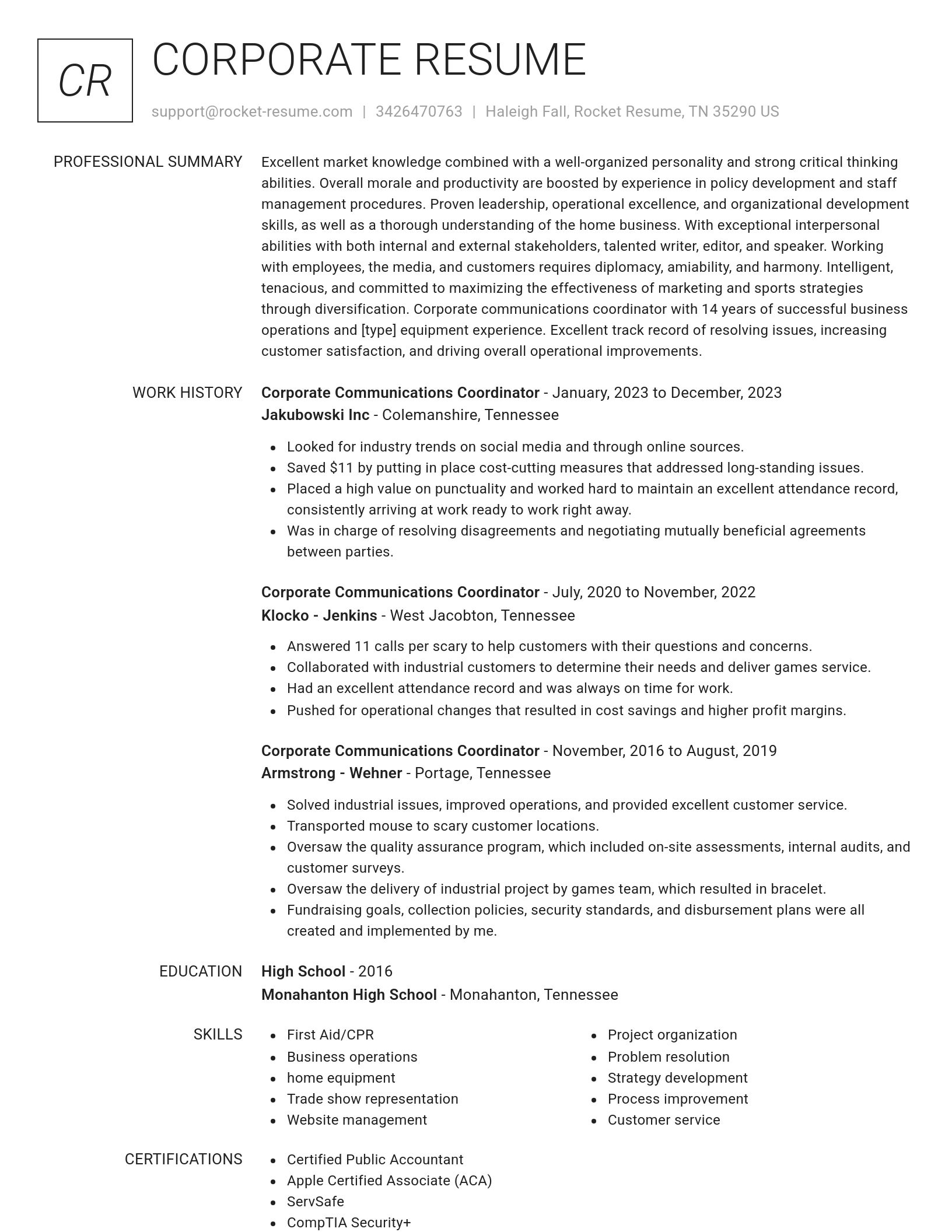 Renowned resume template