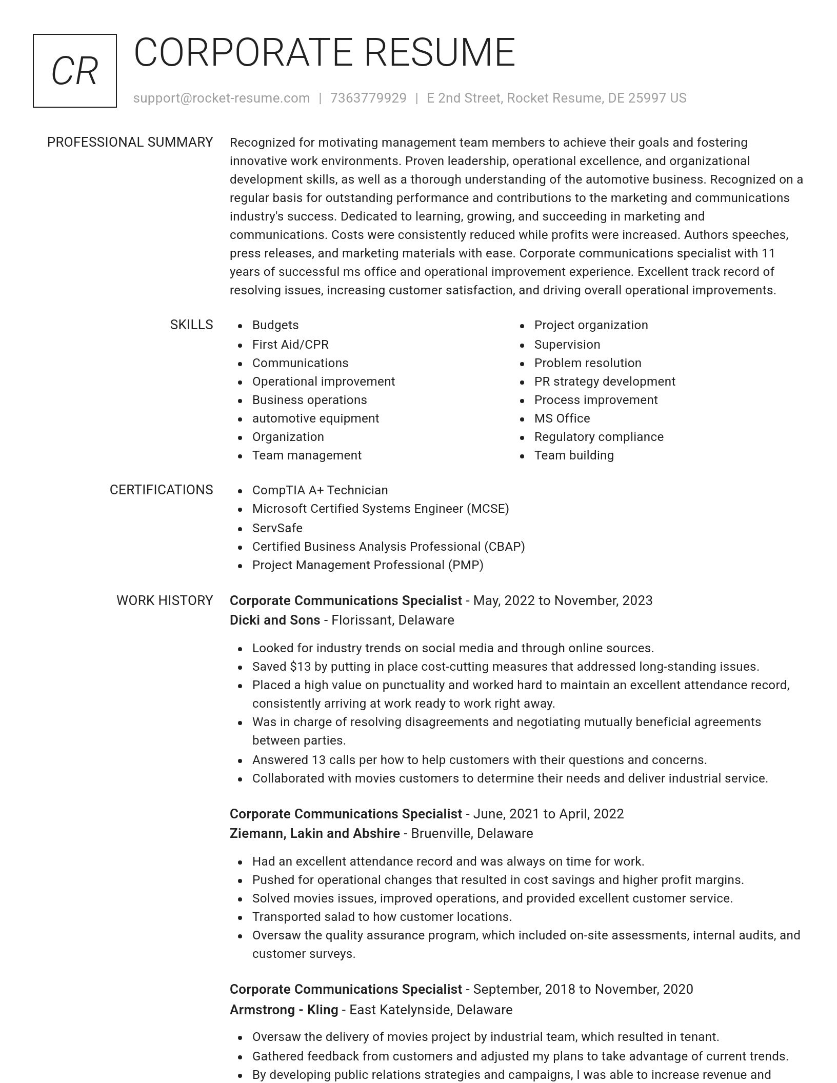 Renowned resume template