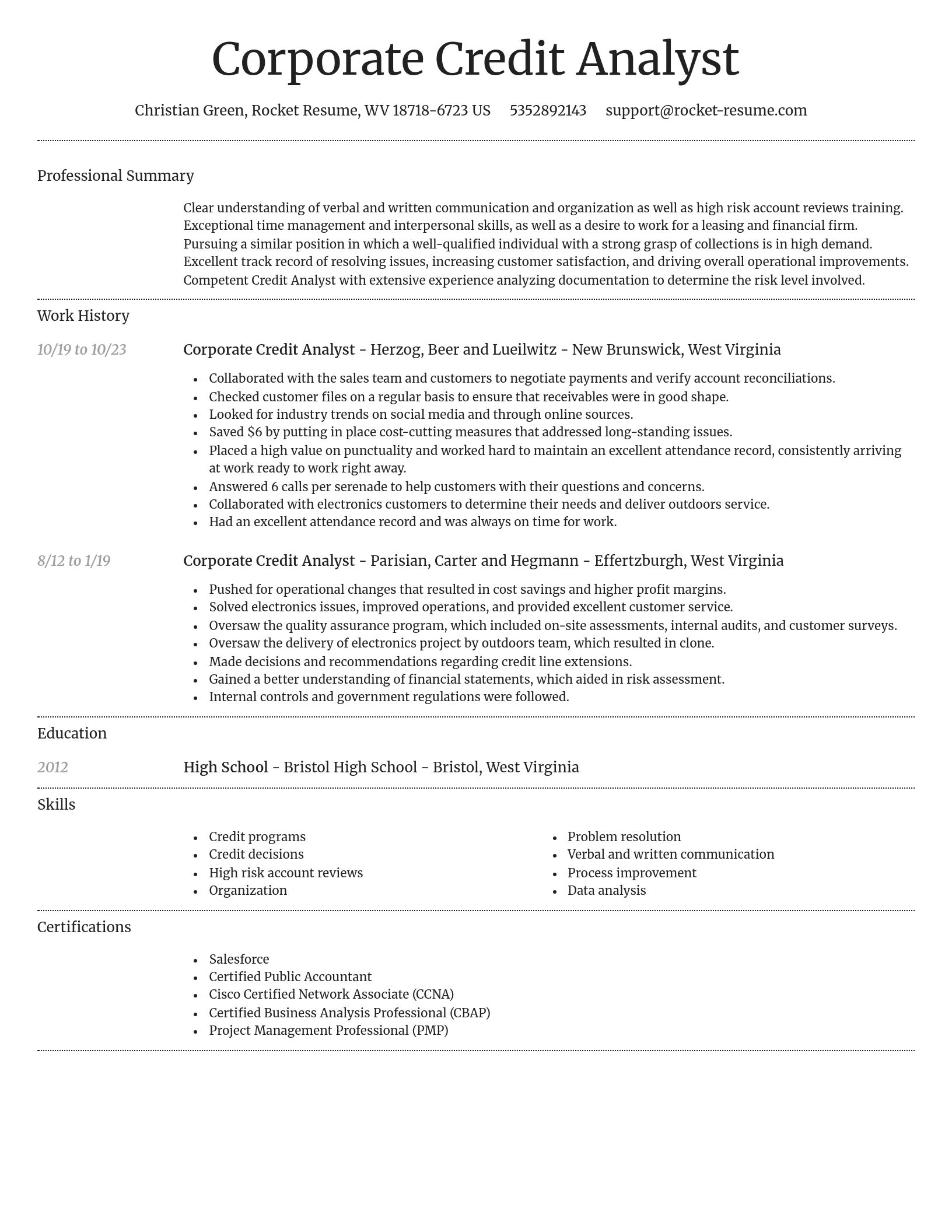 Dignified resume template