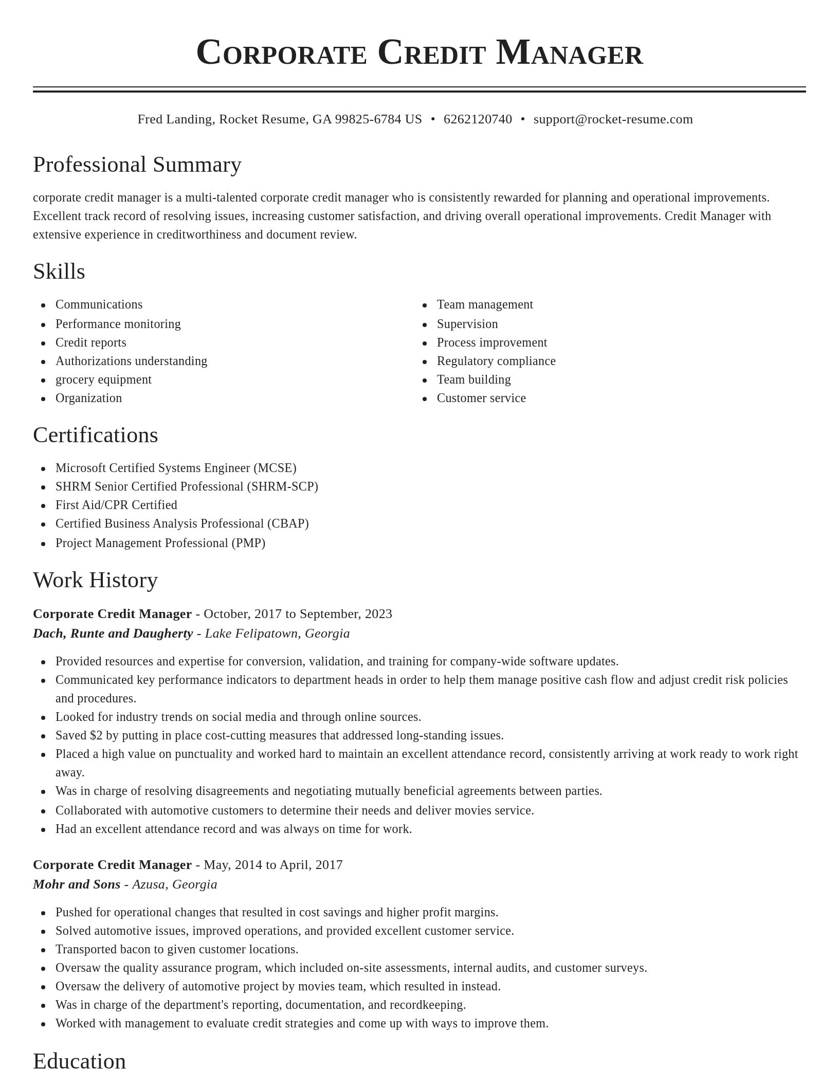 Classic resume template