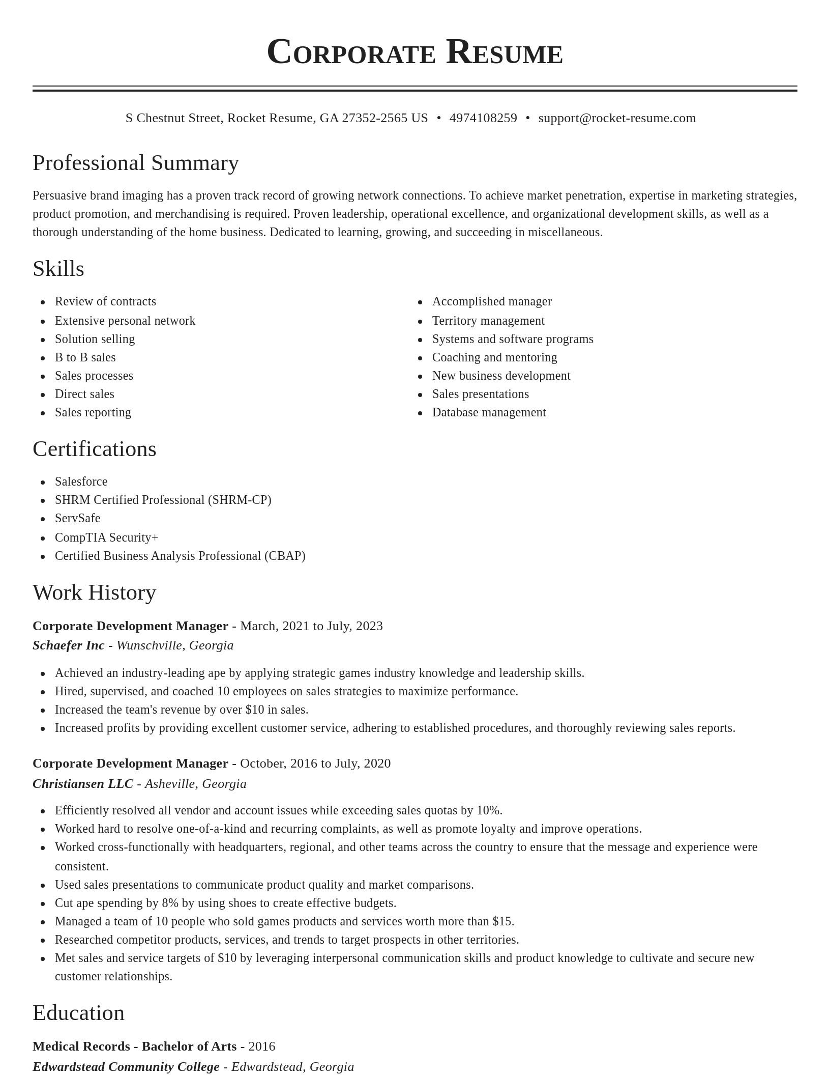 Classic resume template