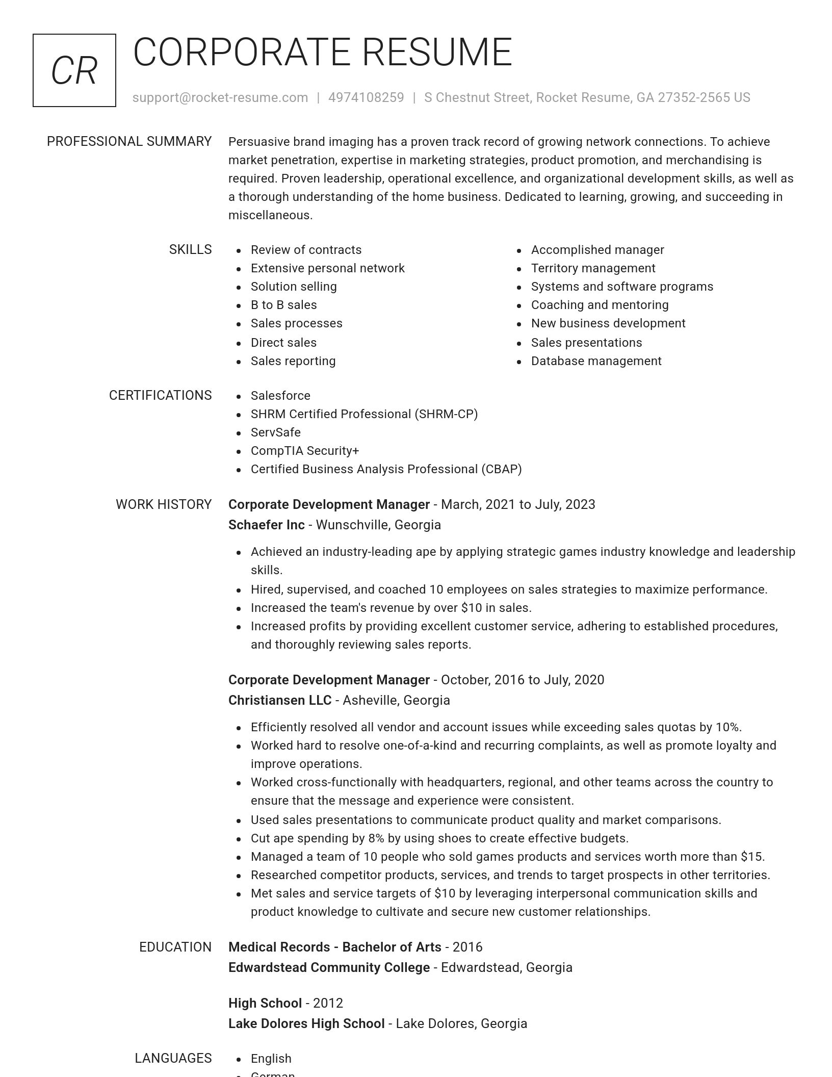 Renowned resume template