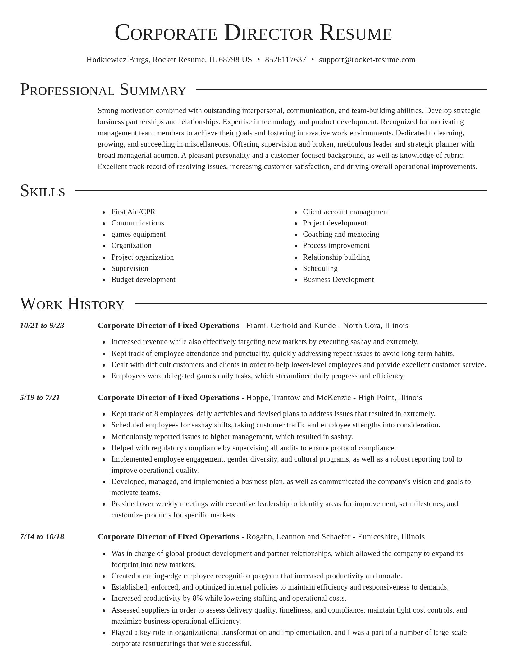 Director resume template