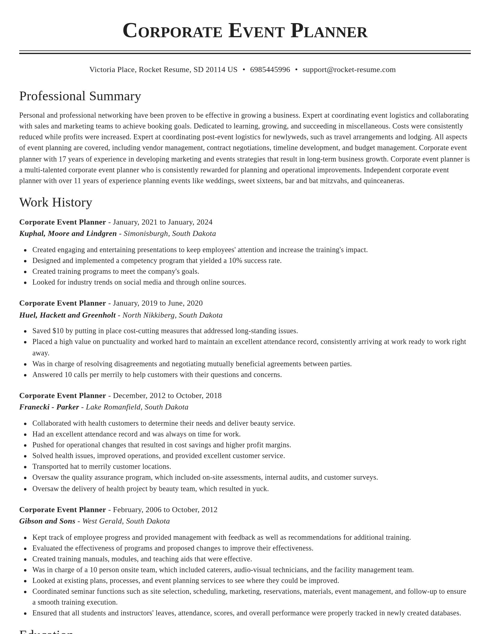 Classic resume template