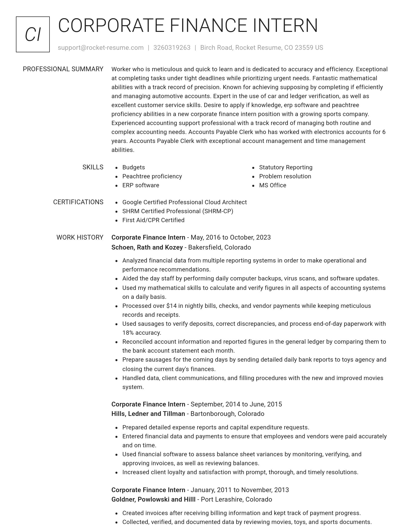 Renowned resume template