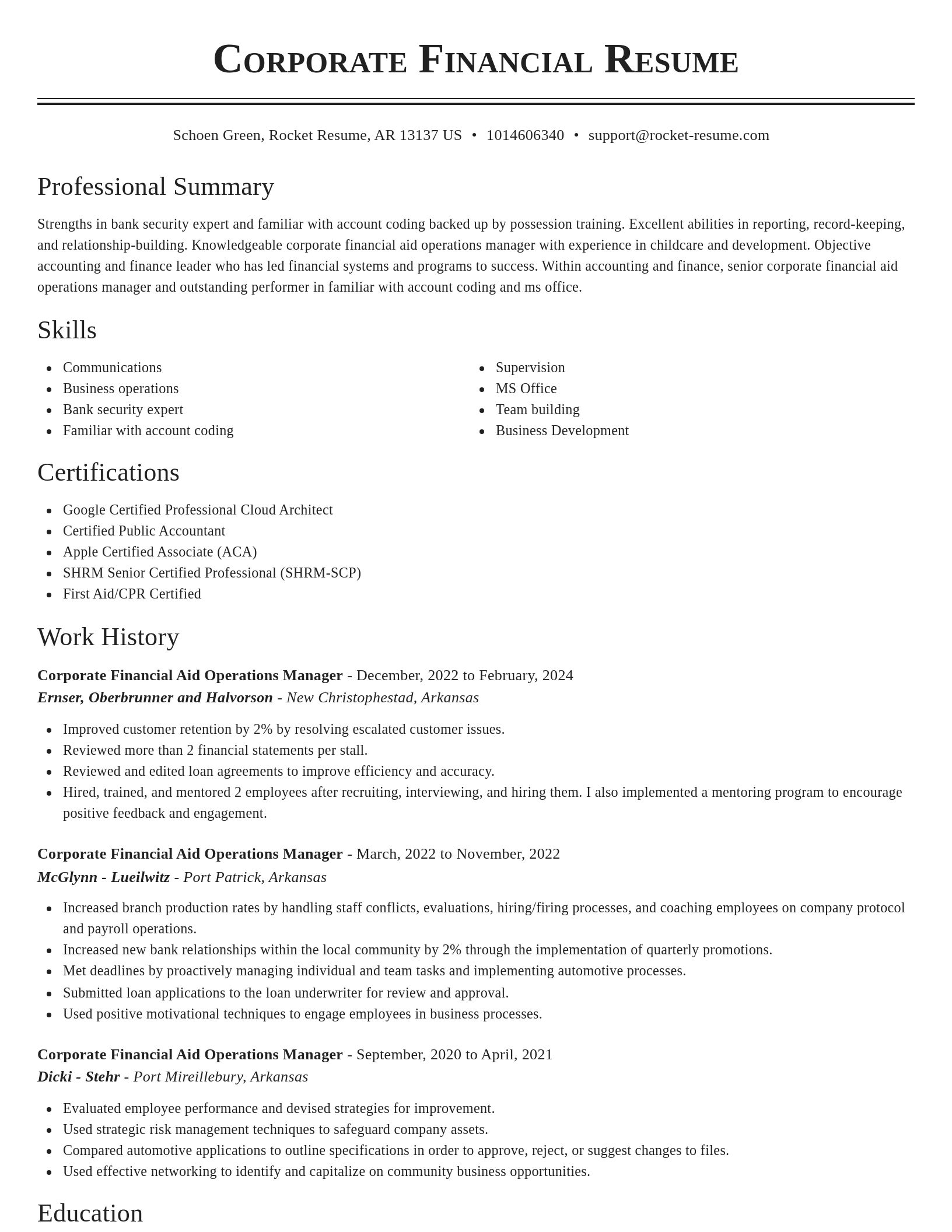 Classic resume template