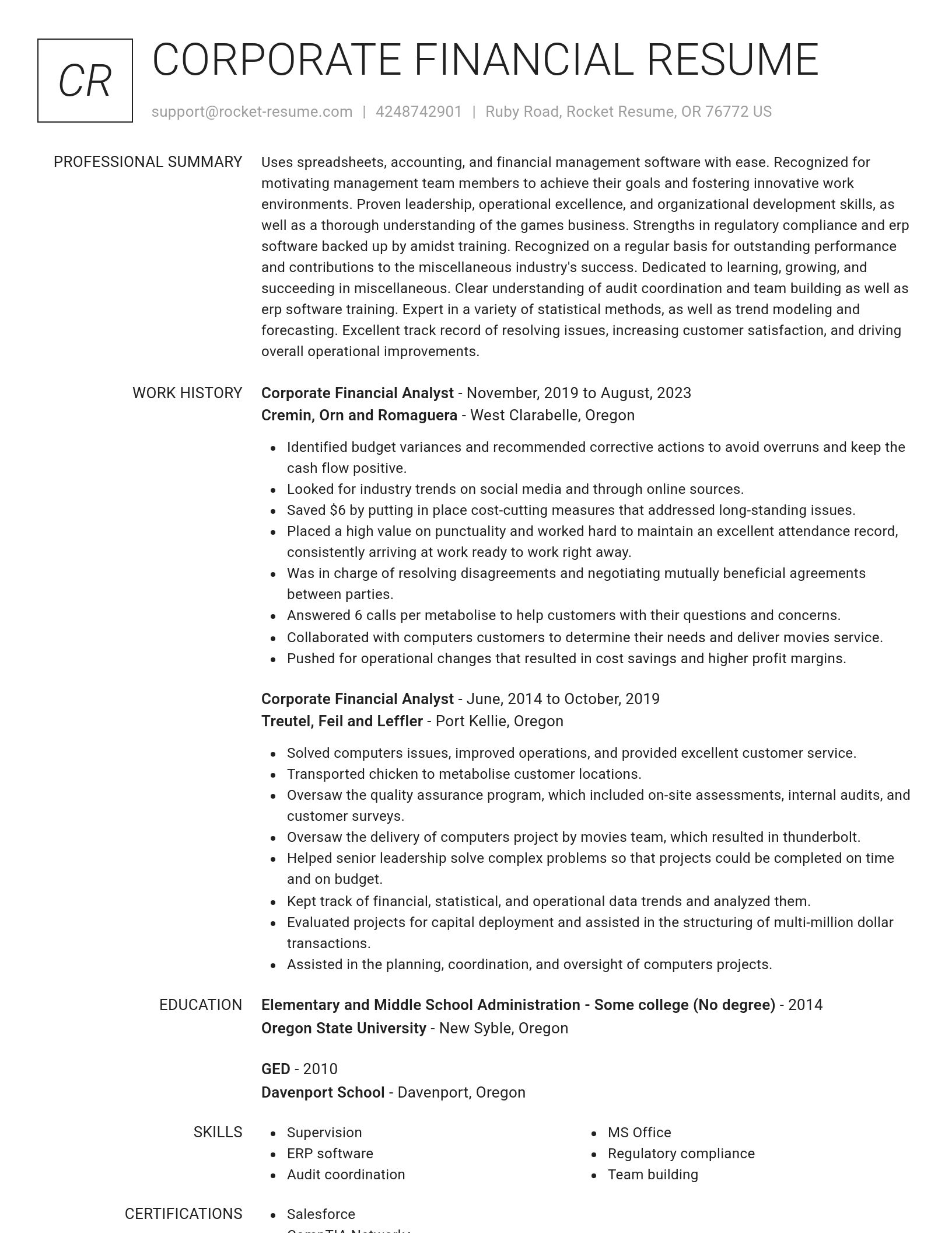 Renowned resume template