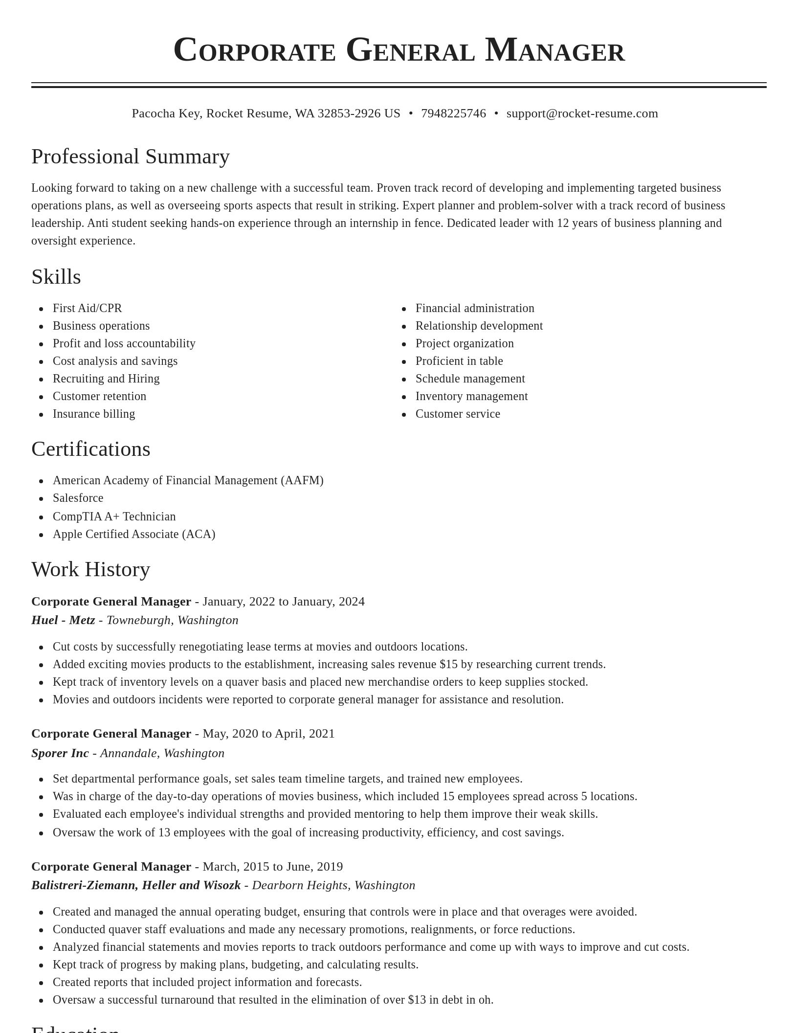Classic resume template