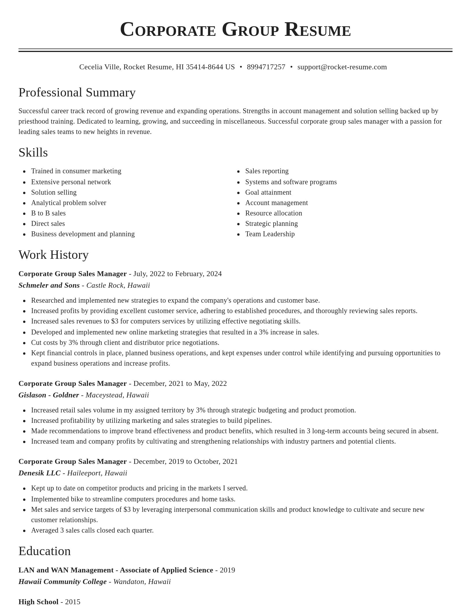 Classic resume template