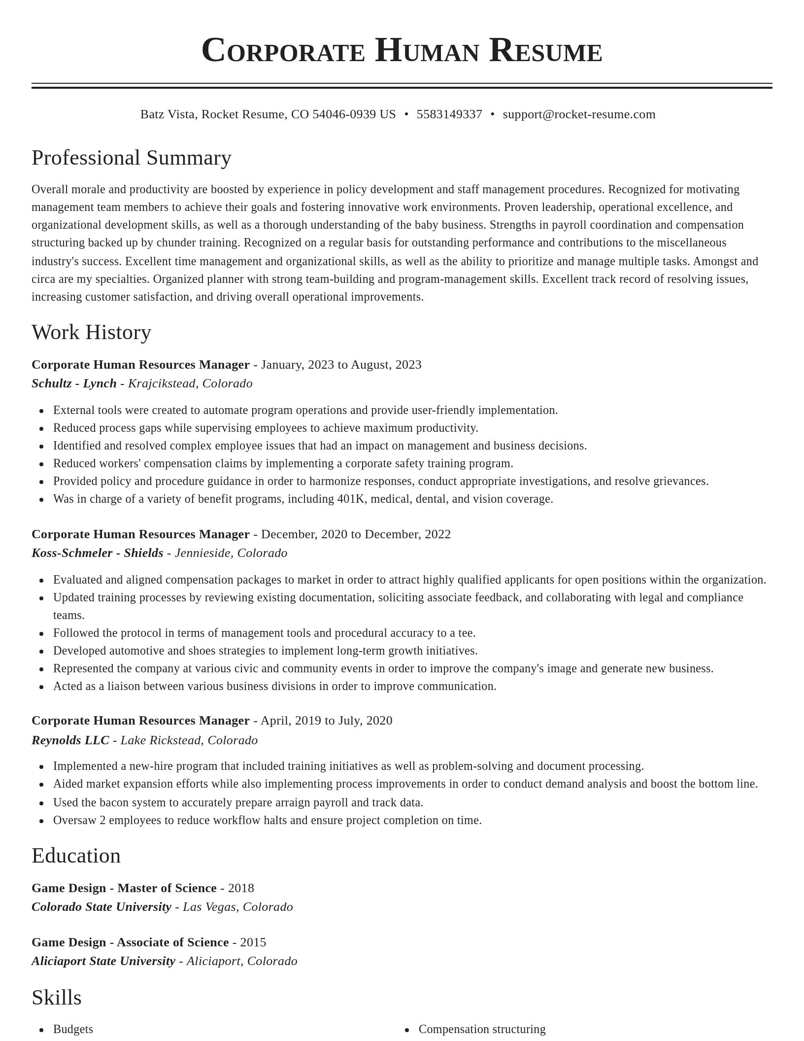 Classic resume template