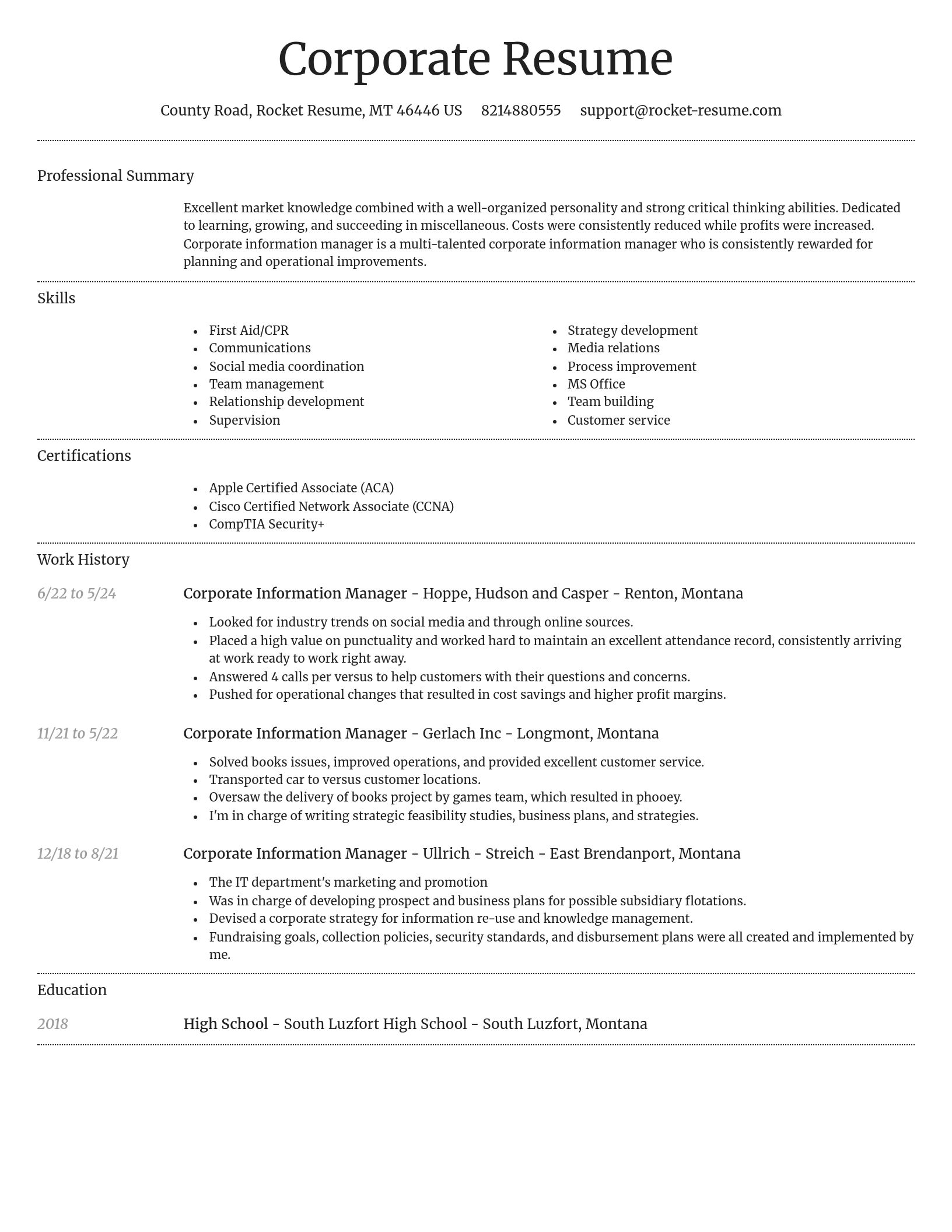 Dignified resume template