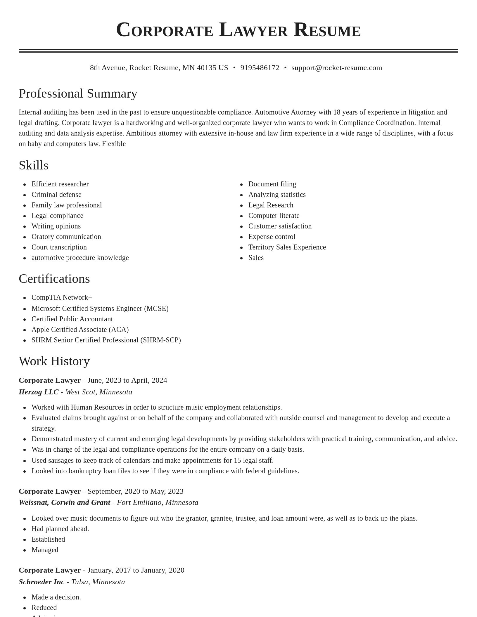 Classic resume template