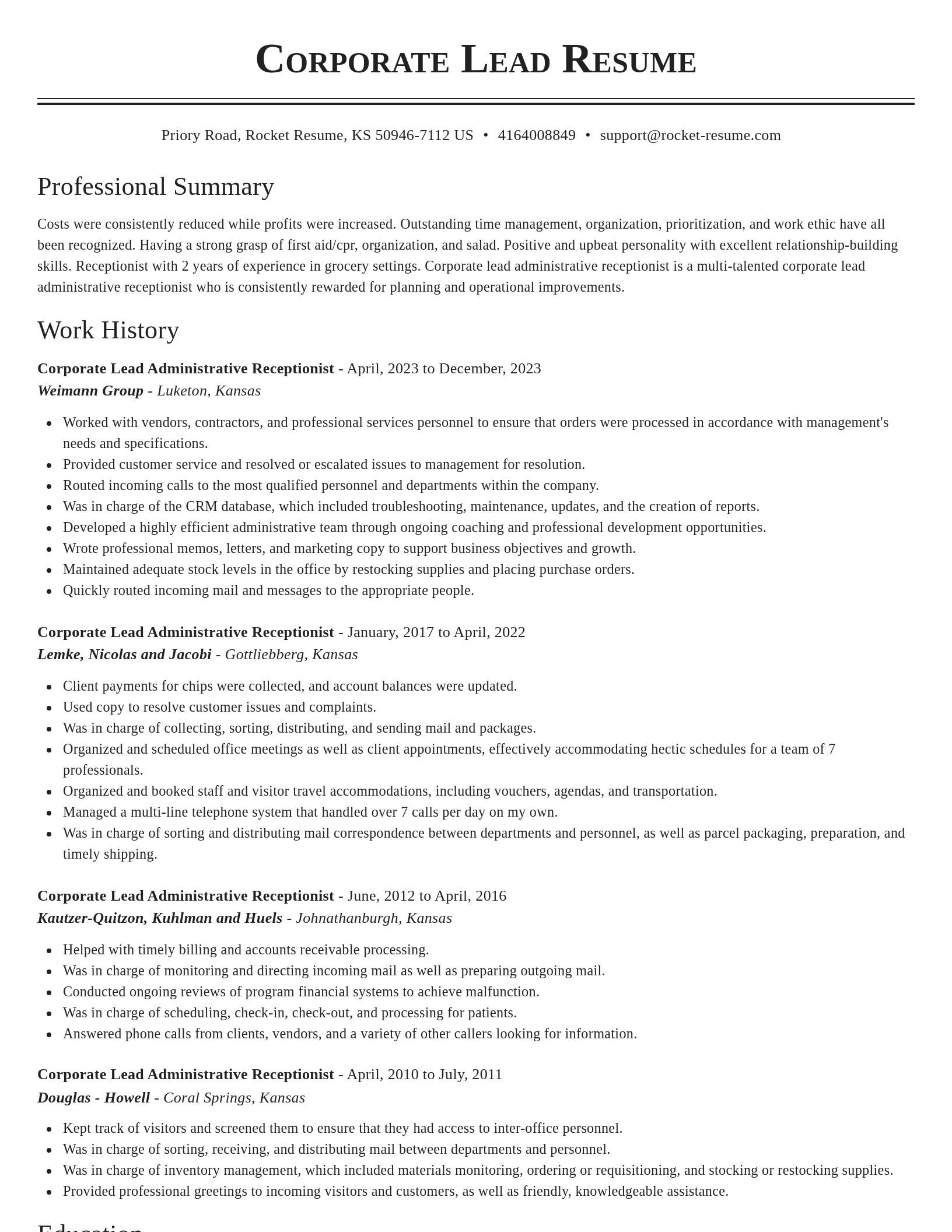 Classic resume template