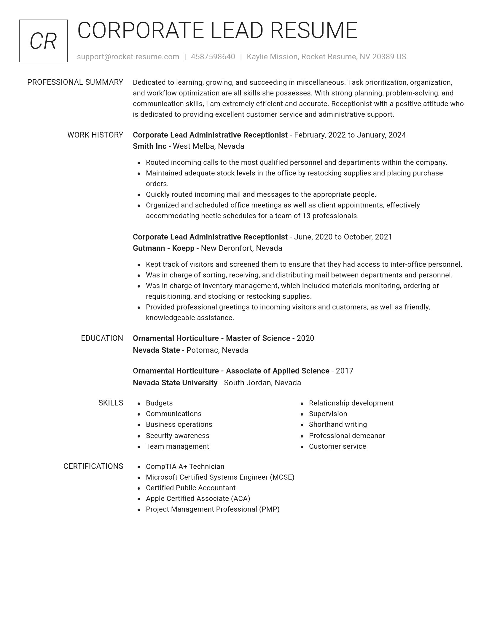 Renowned resume template
