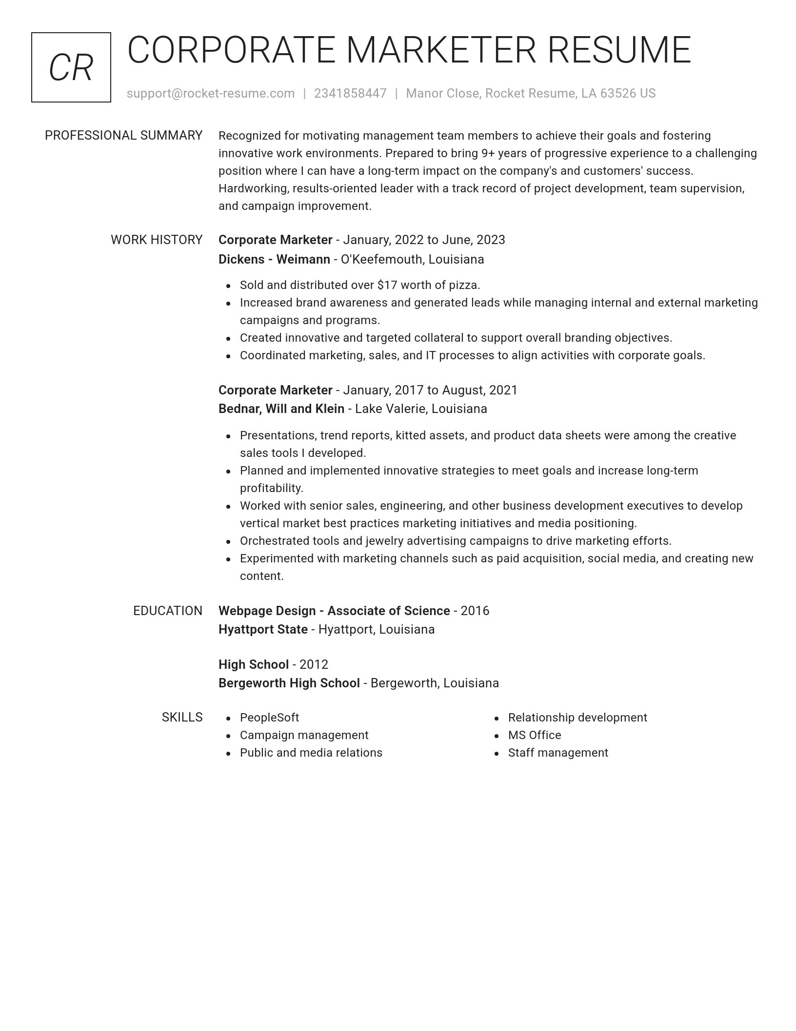 Renowned resume template