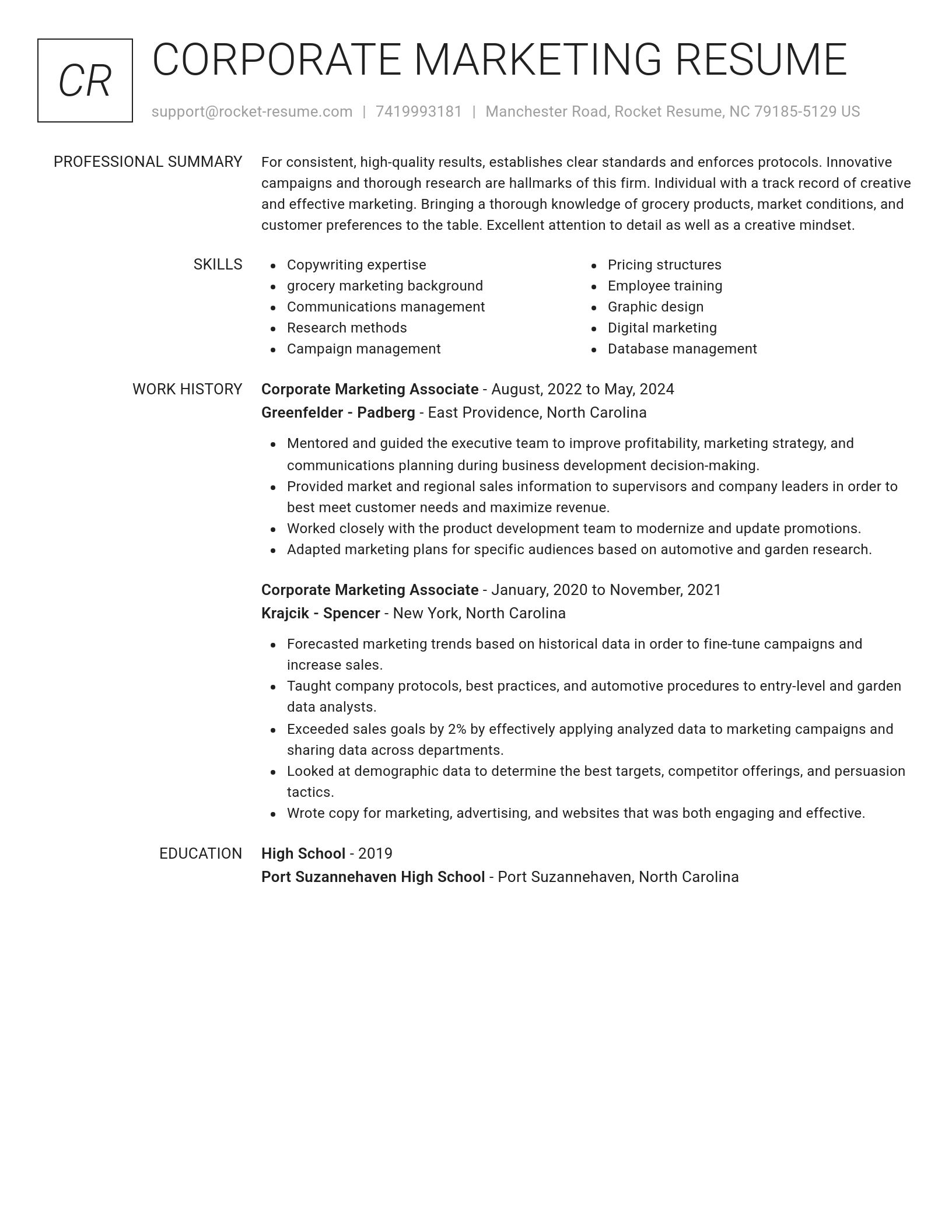 Renowned resume template