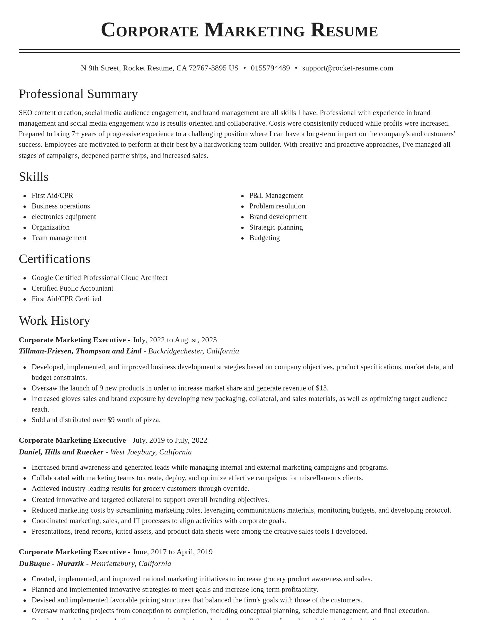 Classic resume template