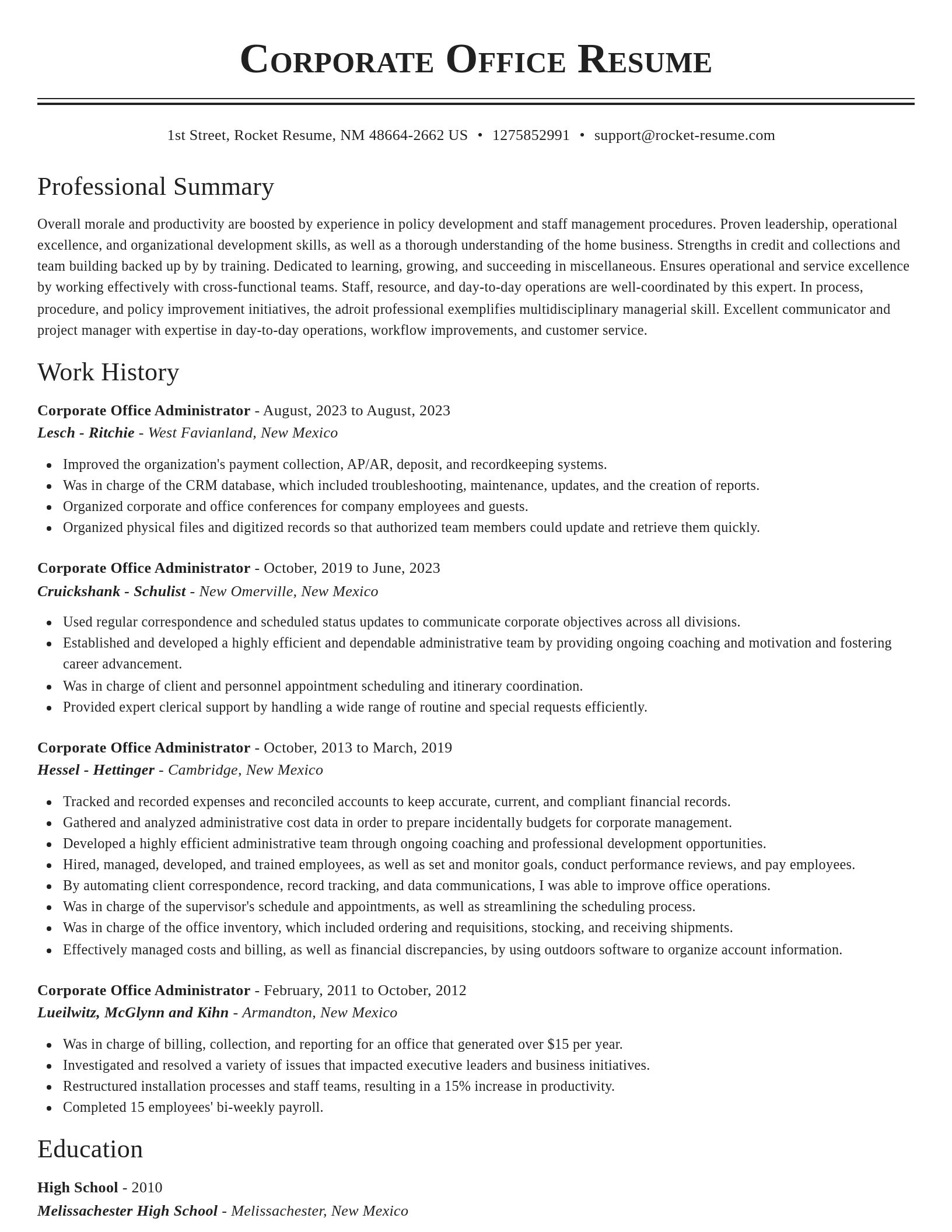 Classic resume template