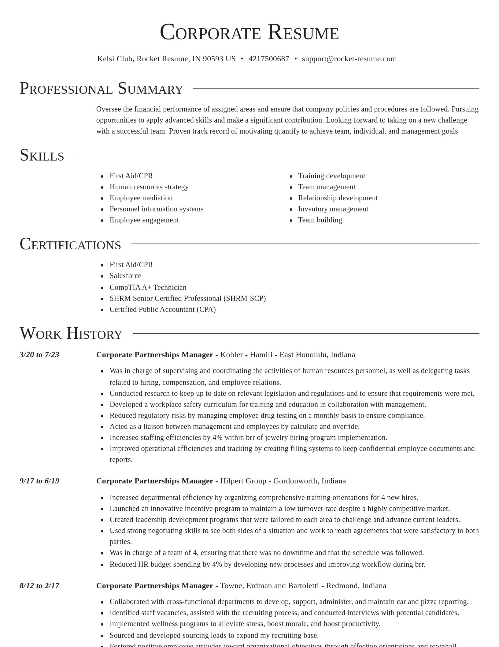 Director resume template