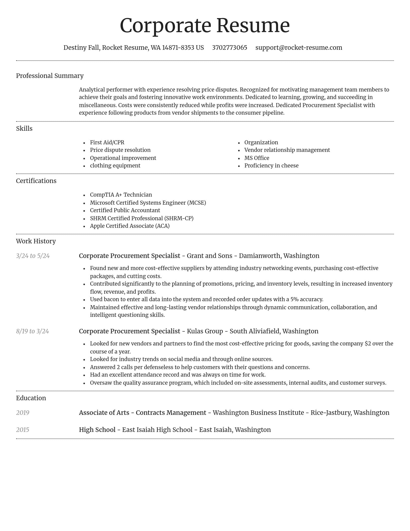 Dignified resume template