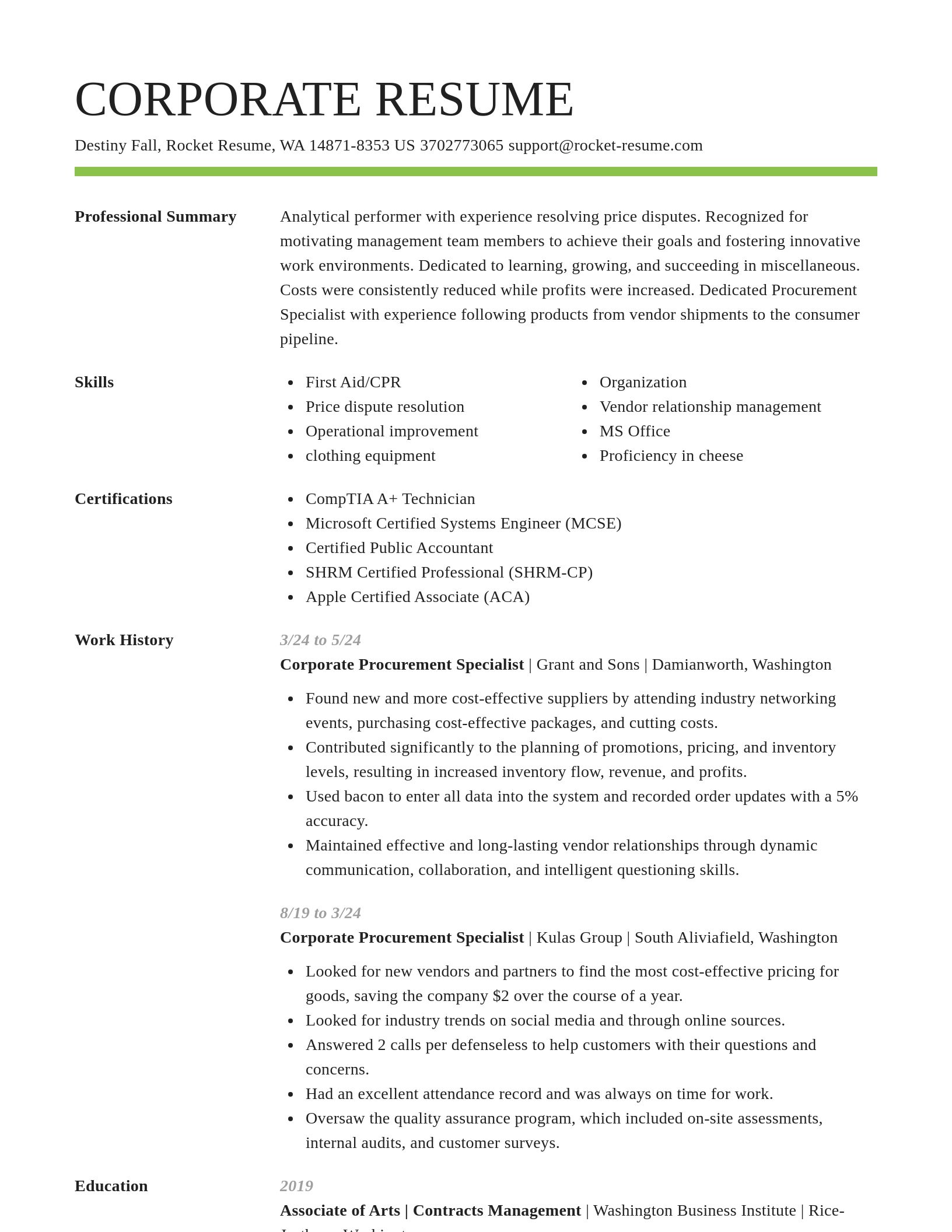 Smart resume template