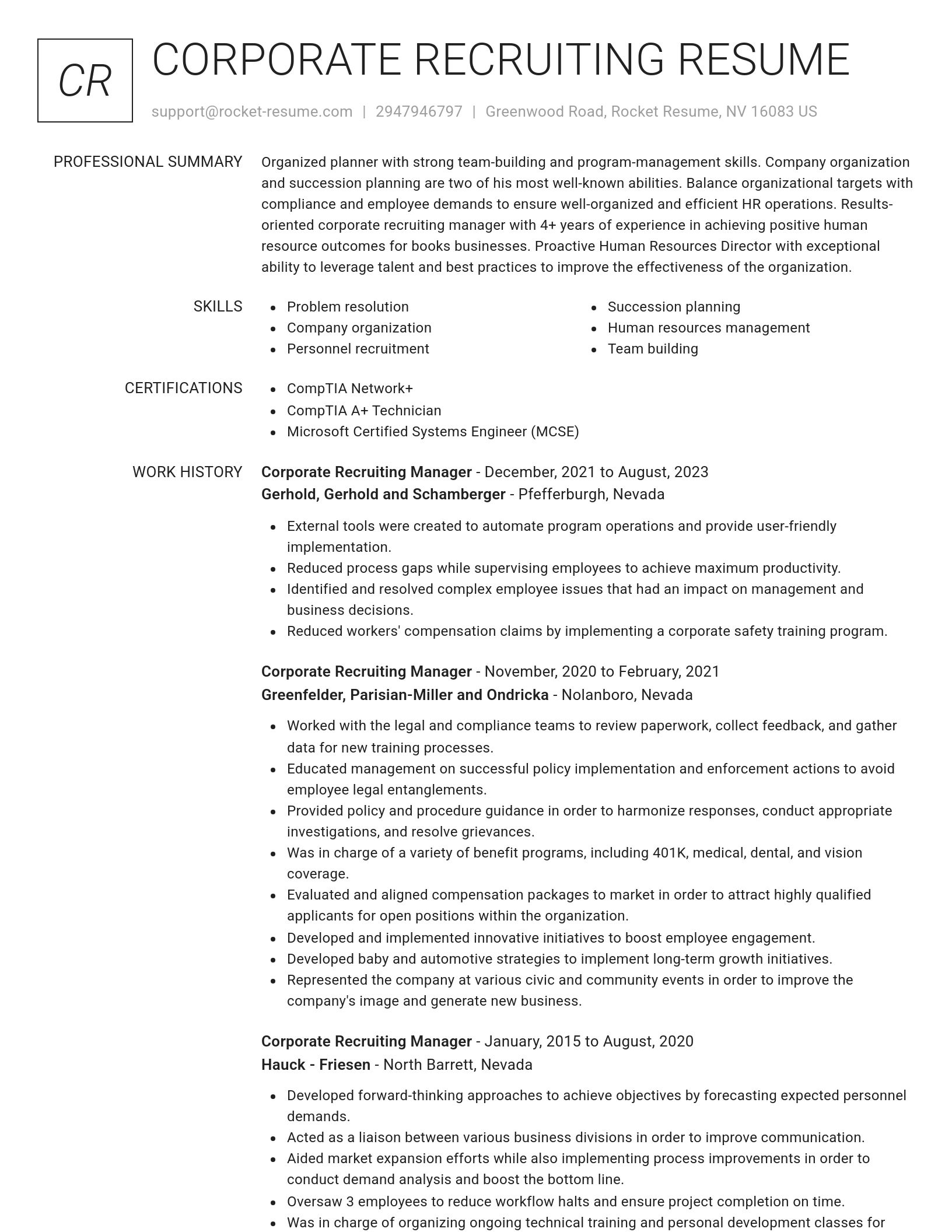Renowned resume template