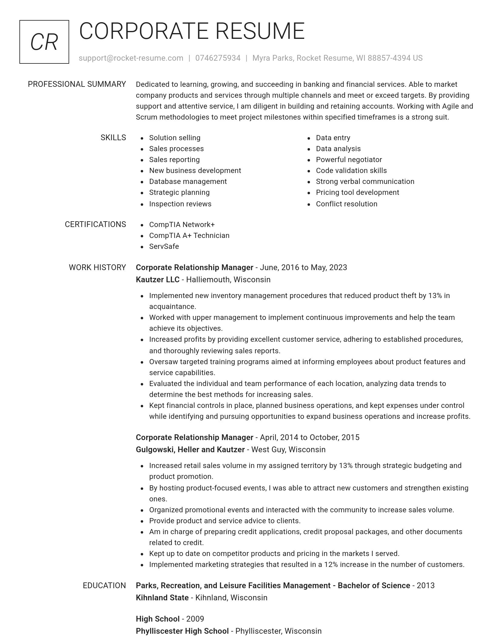 Renowned resume template