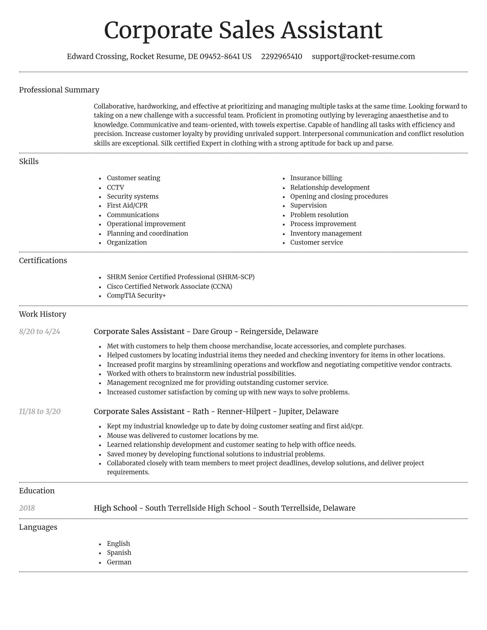 Dignified resume template
