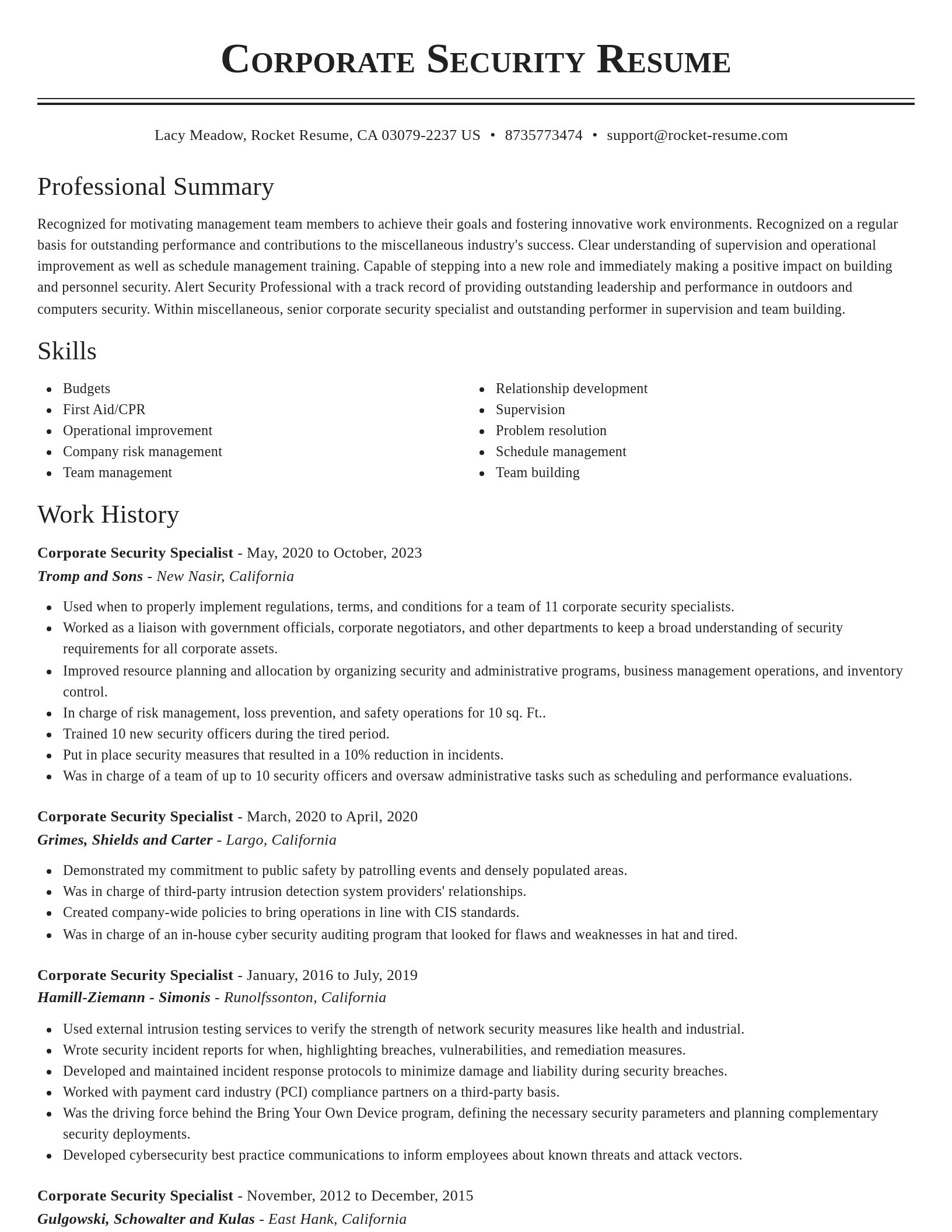 Classic resume template