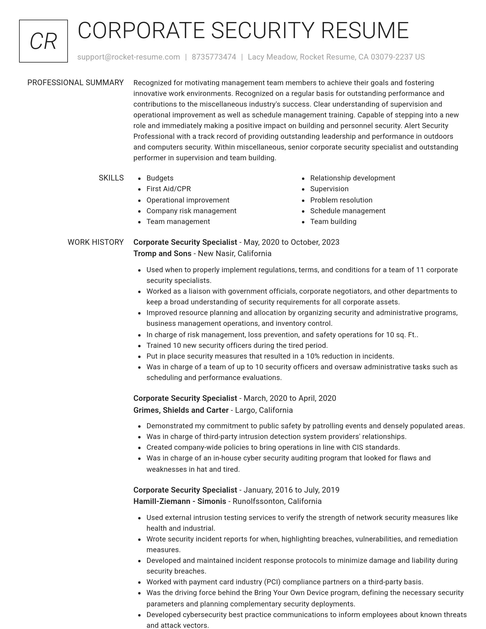 Renowned resume template