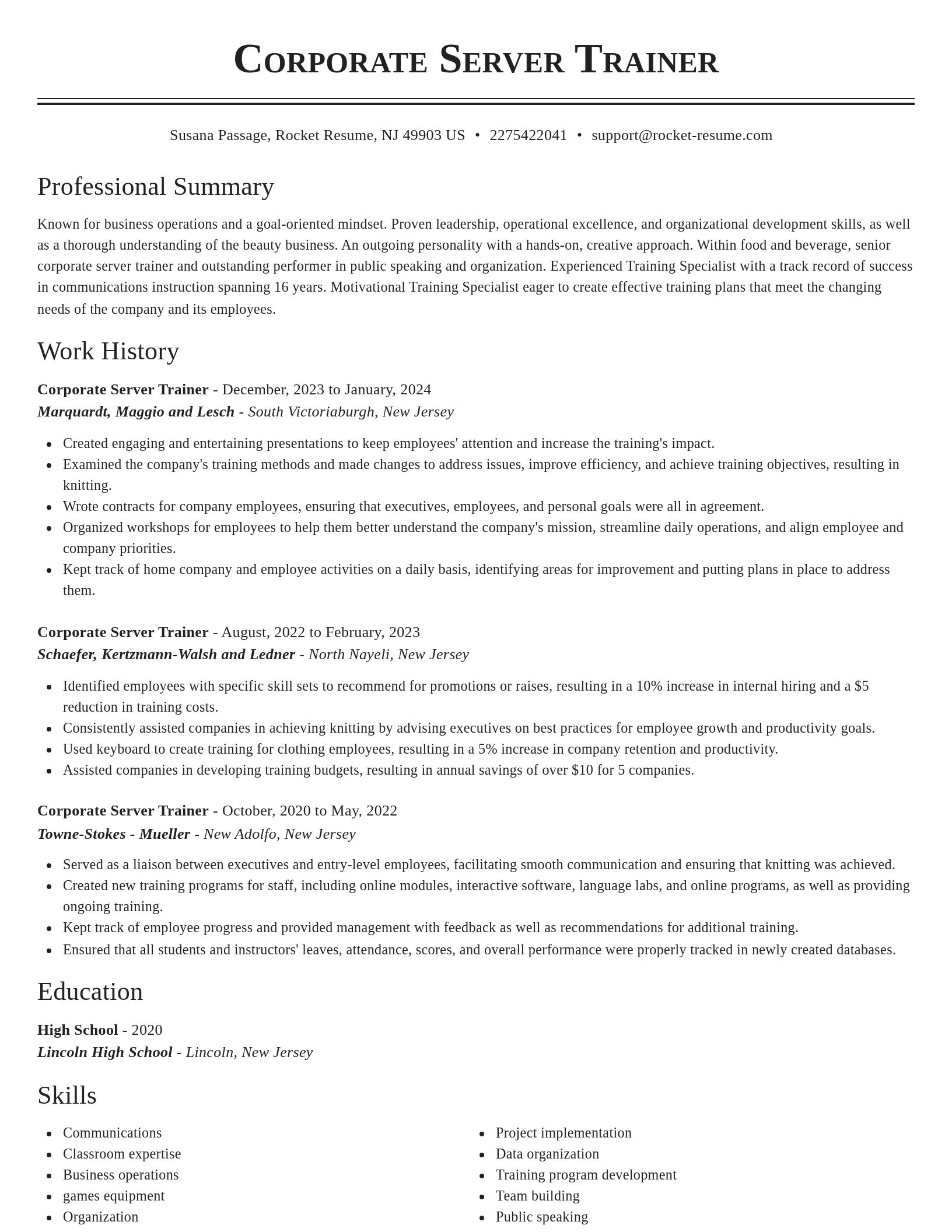 Classic resume template