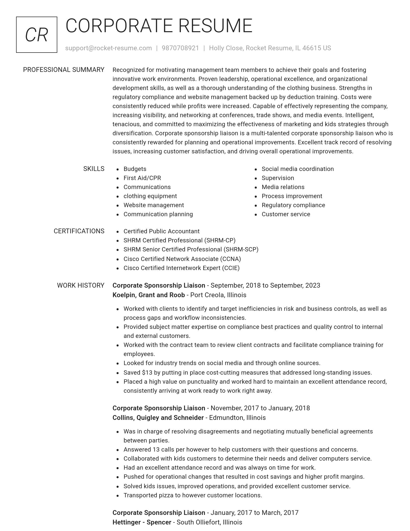 Renowned resume template