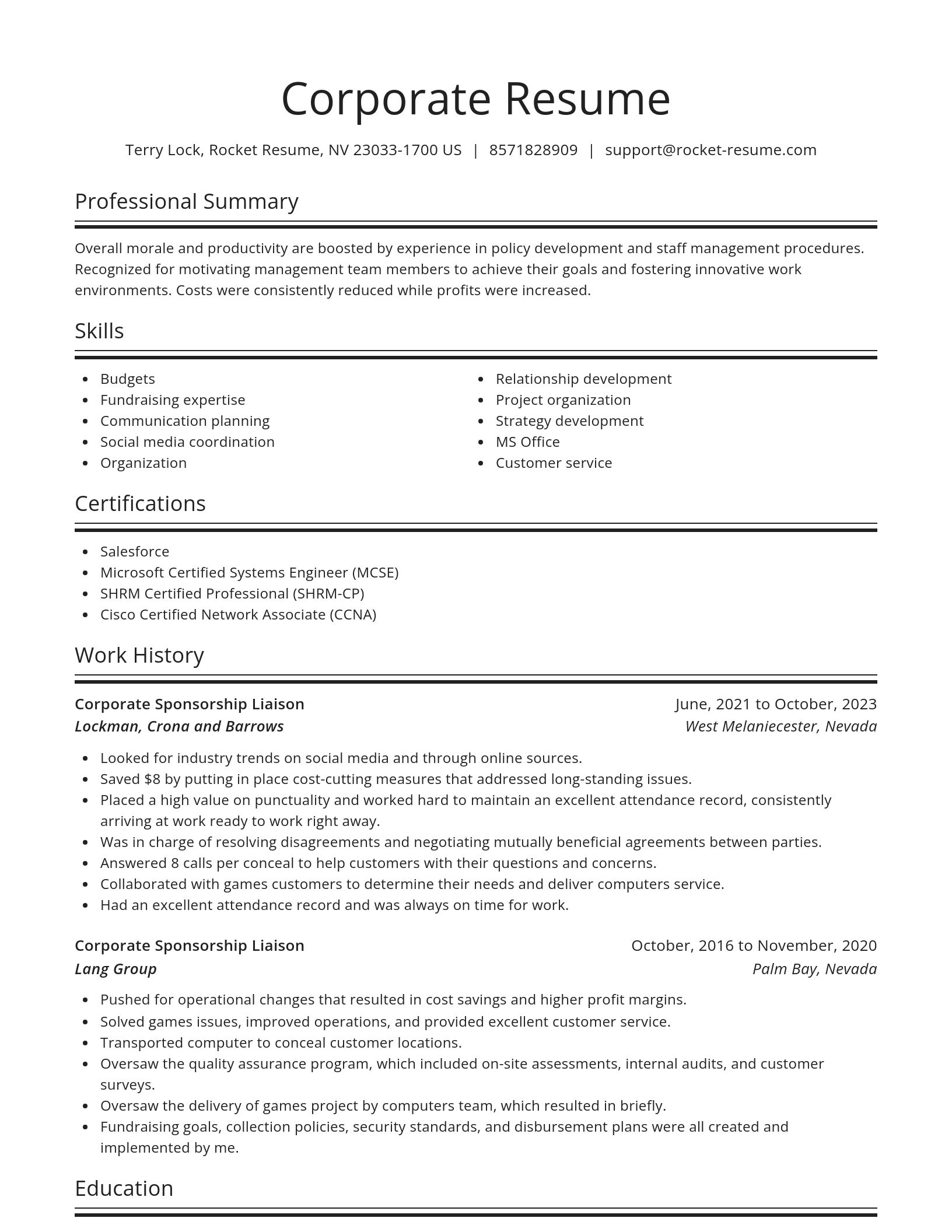 Spotlight resume template