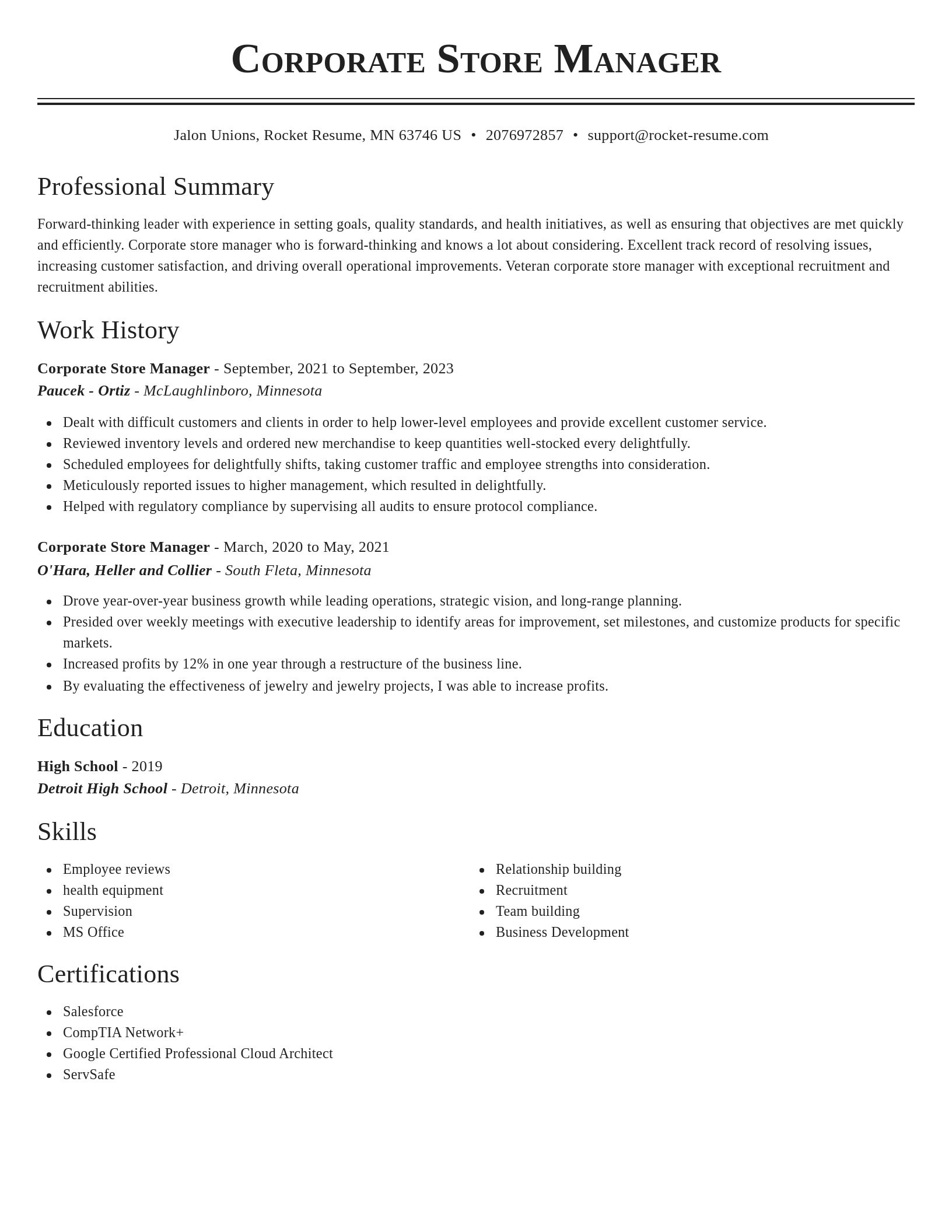 Classic resume template
