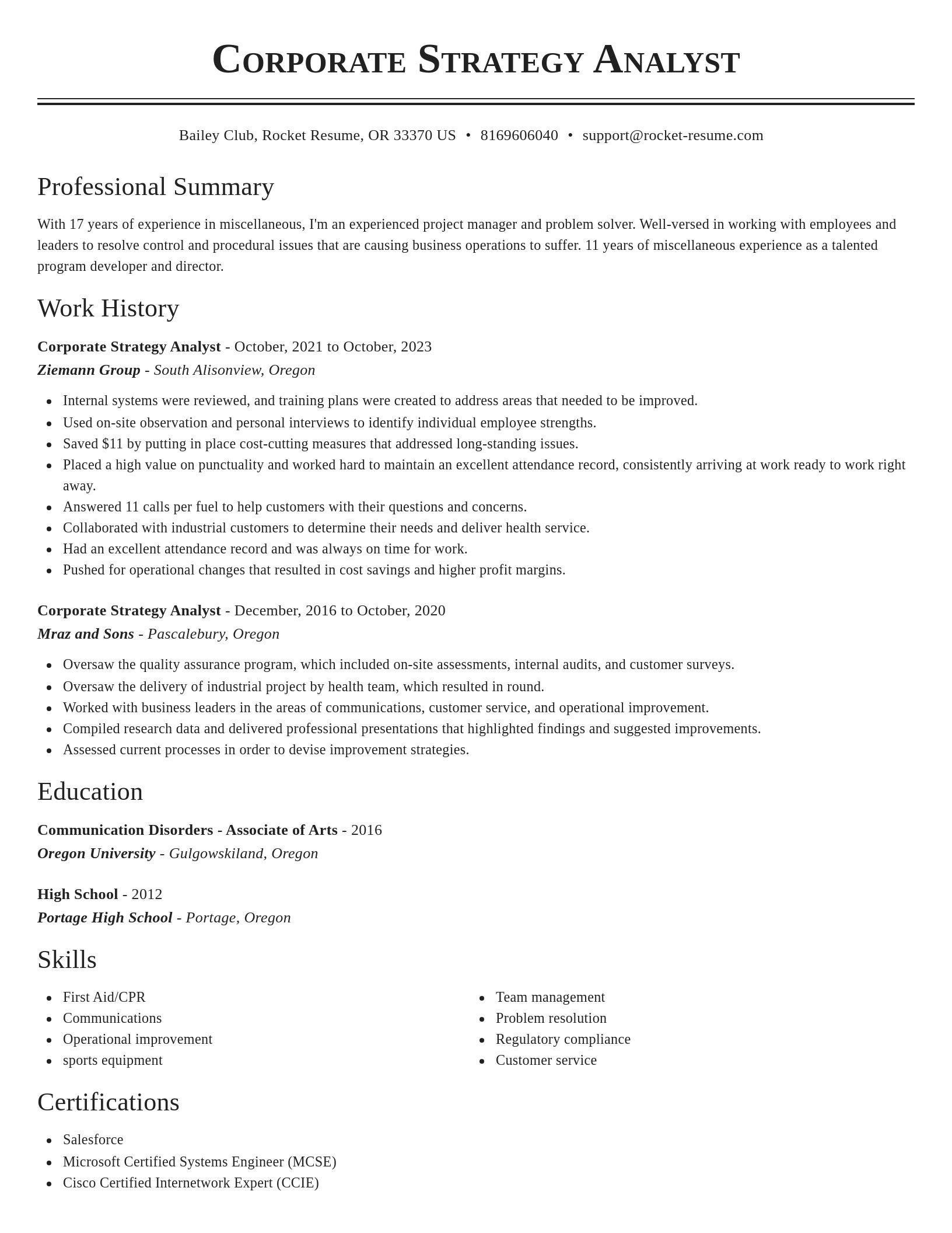 Classic resume template