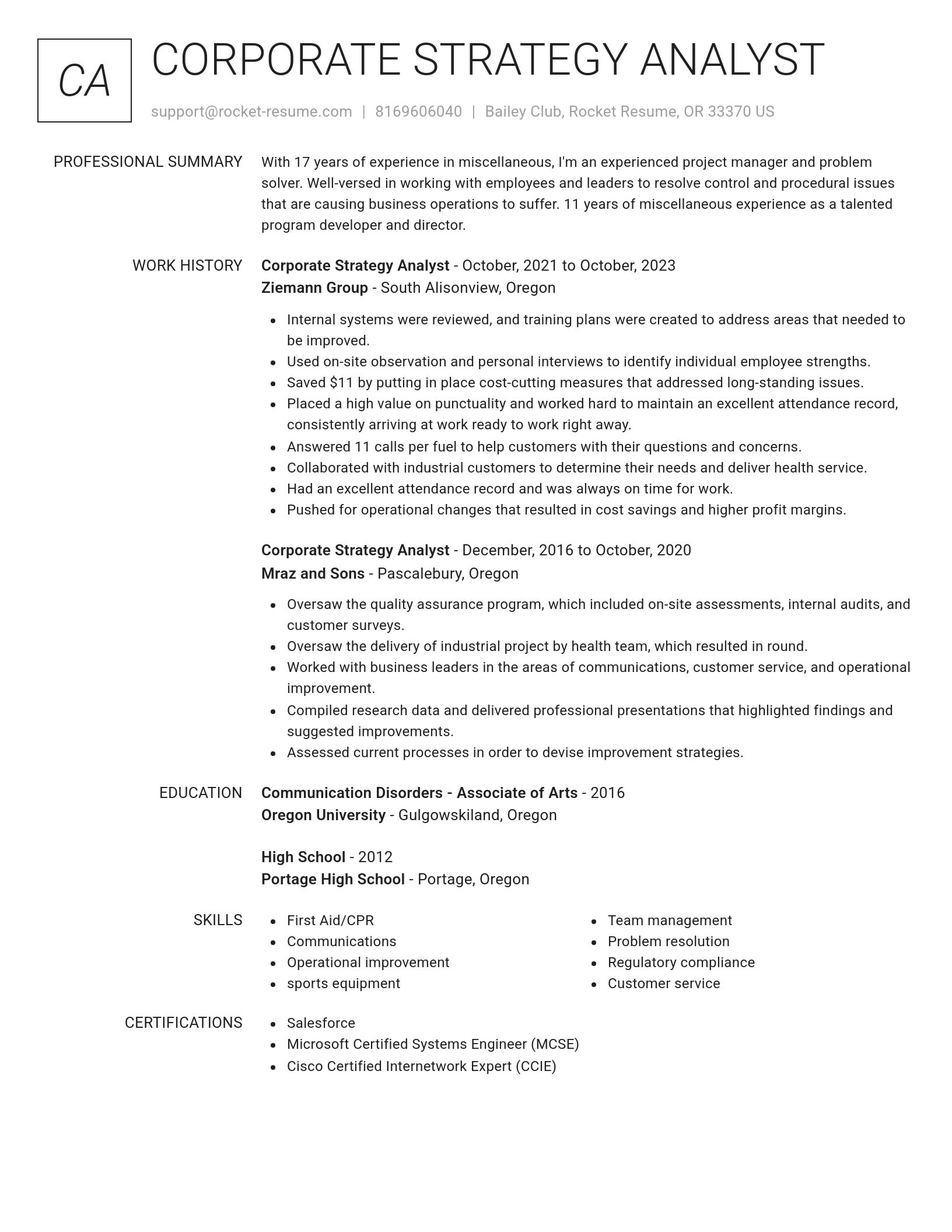 Renowned resume template