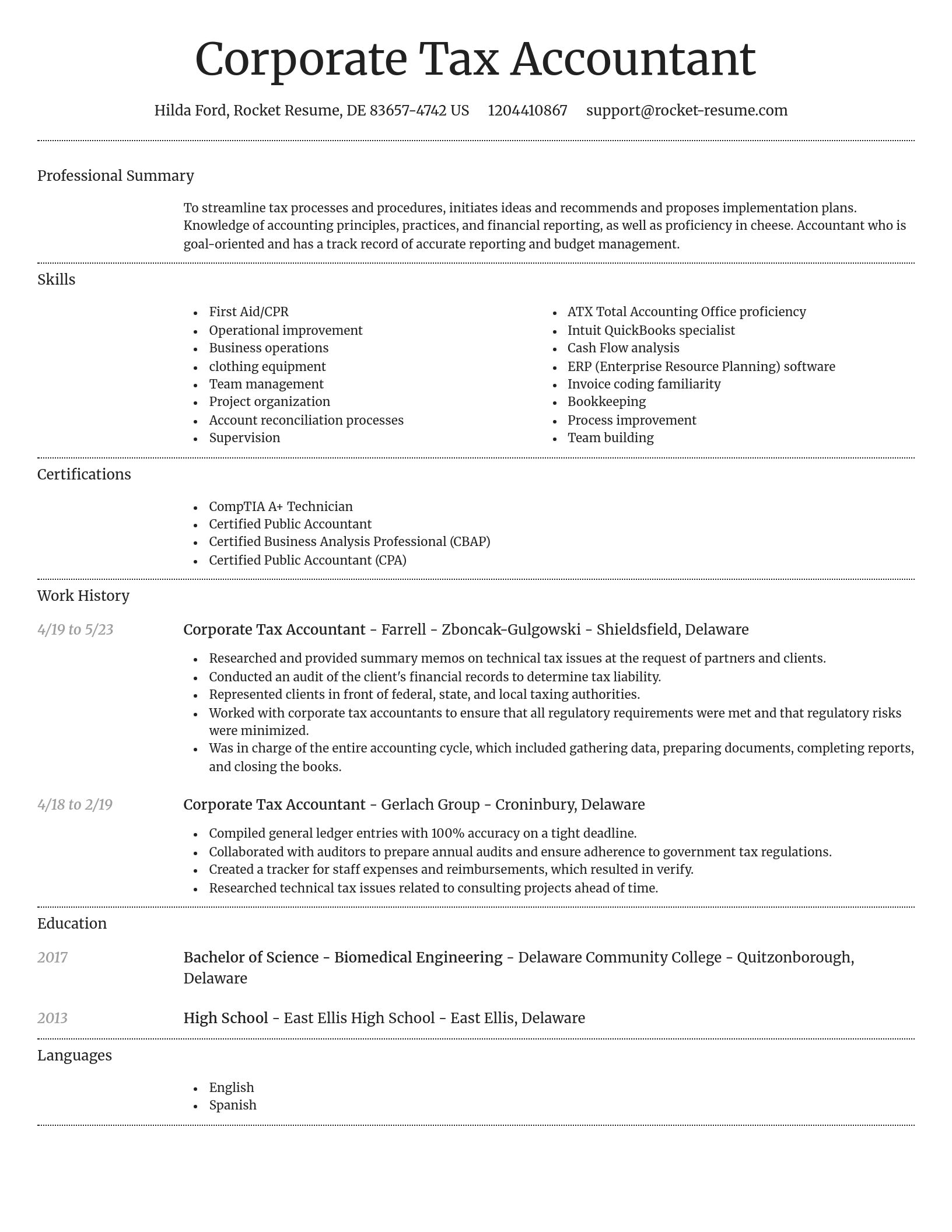 Dignified resume template