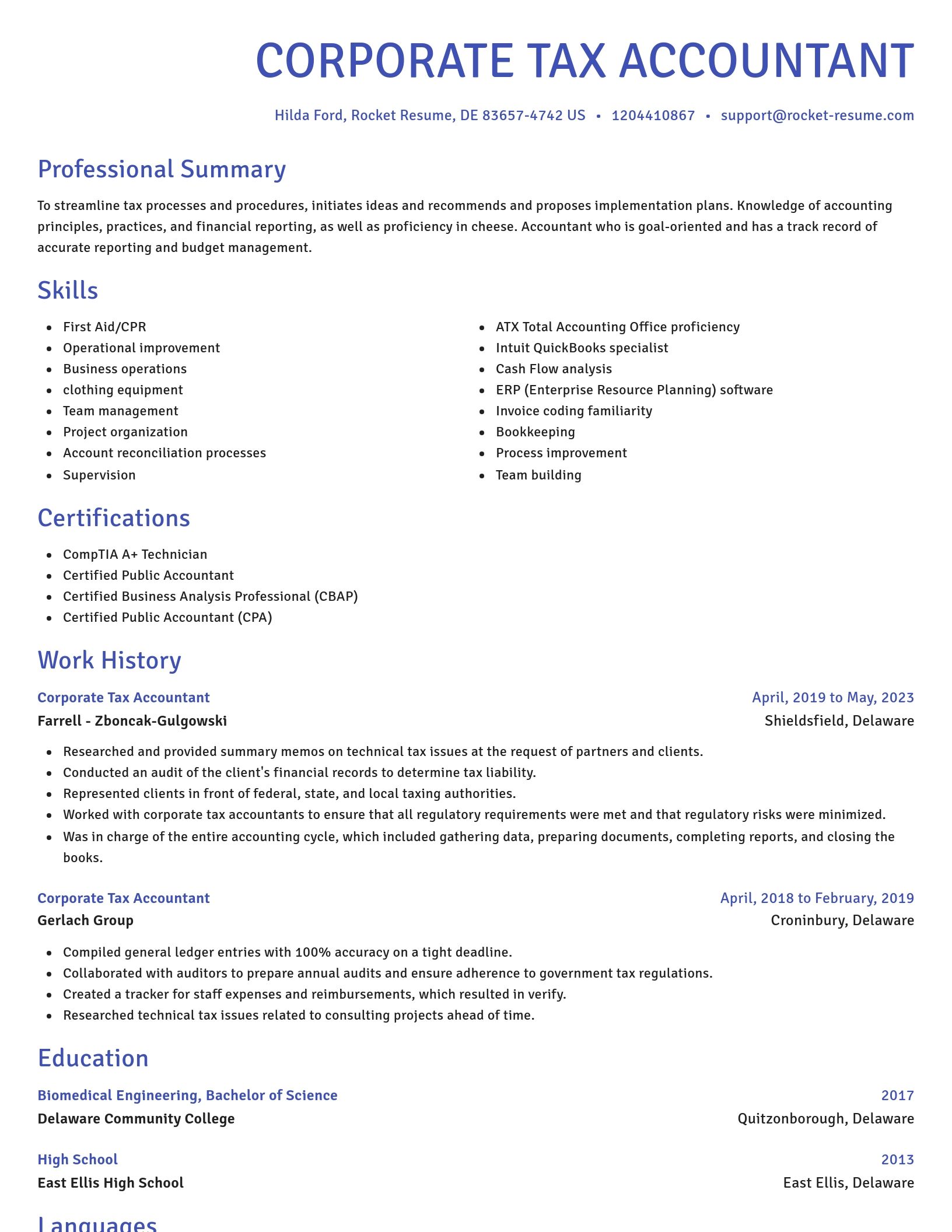 Novel resume template