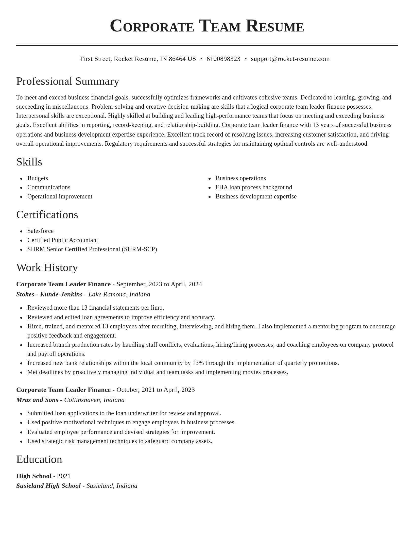Classic resume template