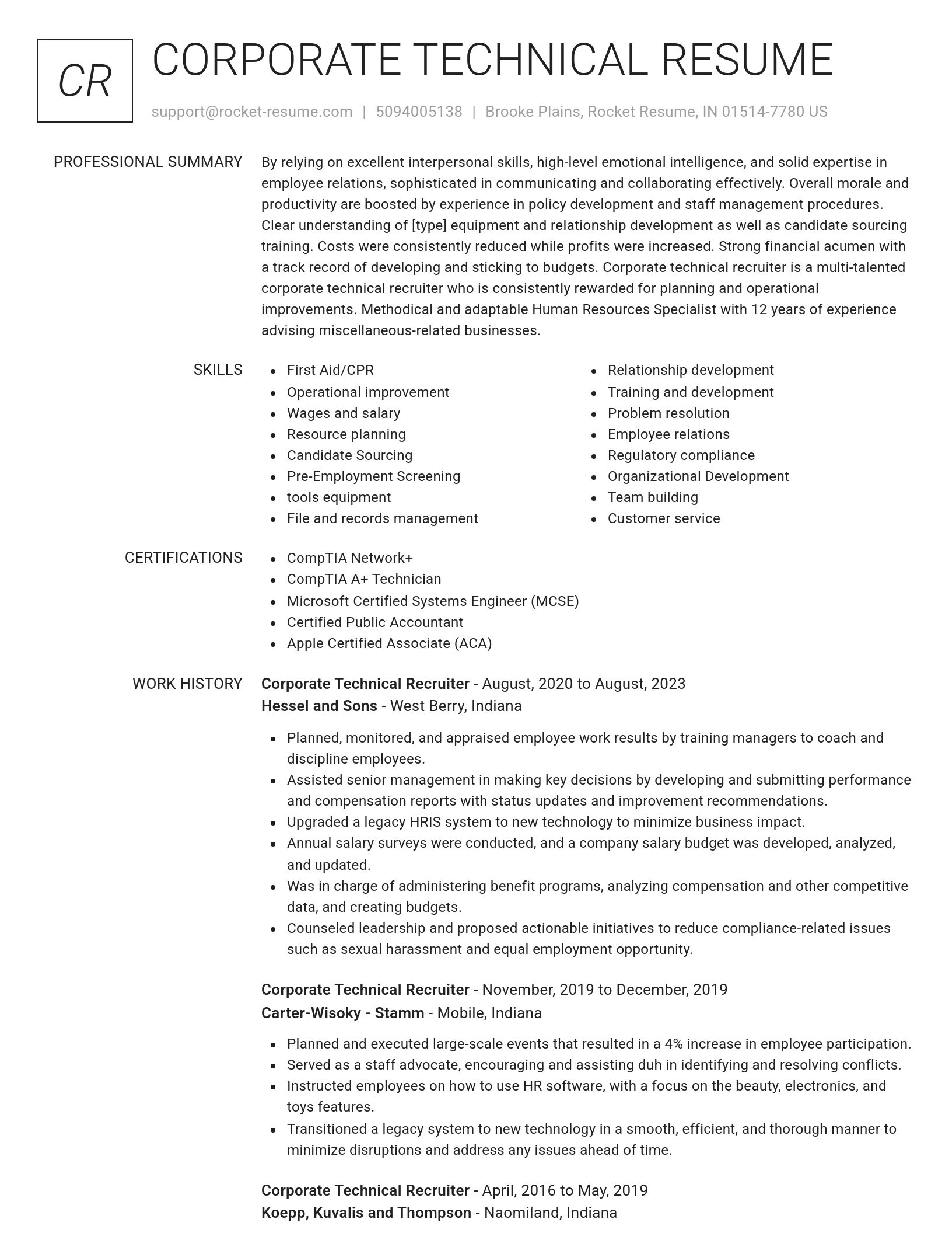Renowned resume template