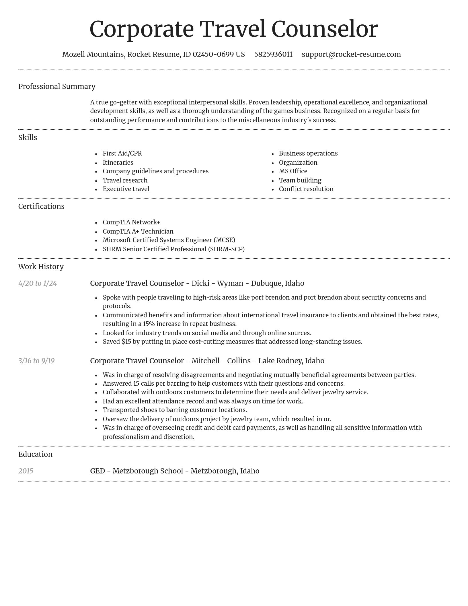 Dignified resume template
